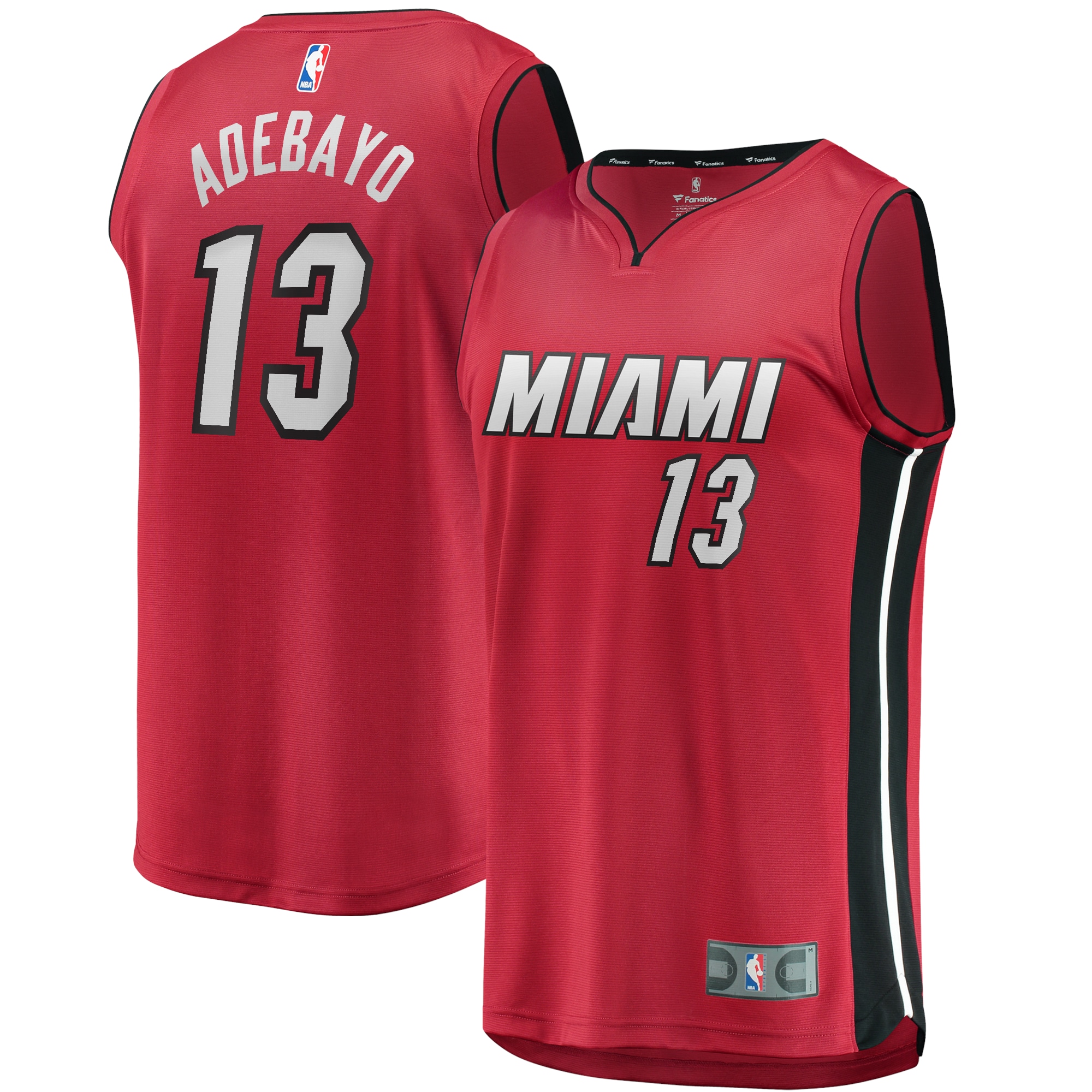 Bam Adebayo Miami Heat Fanatics Branded Fast Break Replica Player Jersey - Statement Edition - Red - vstockx