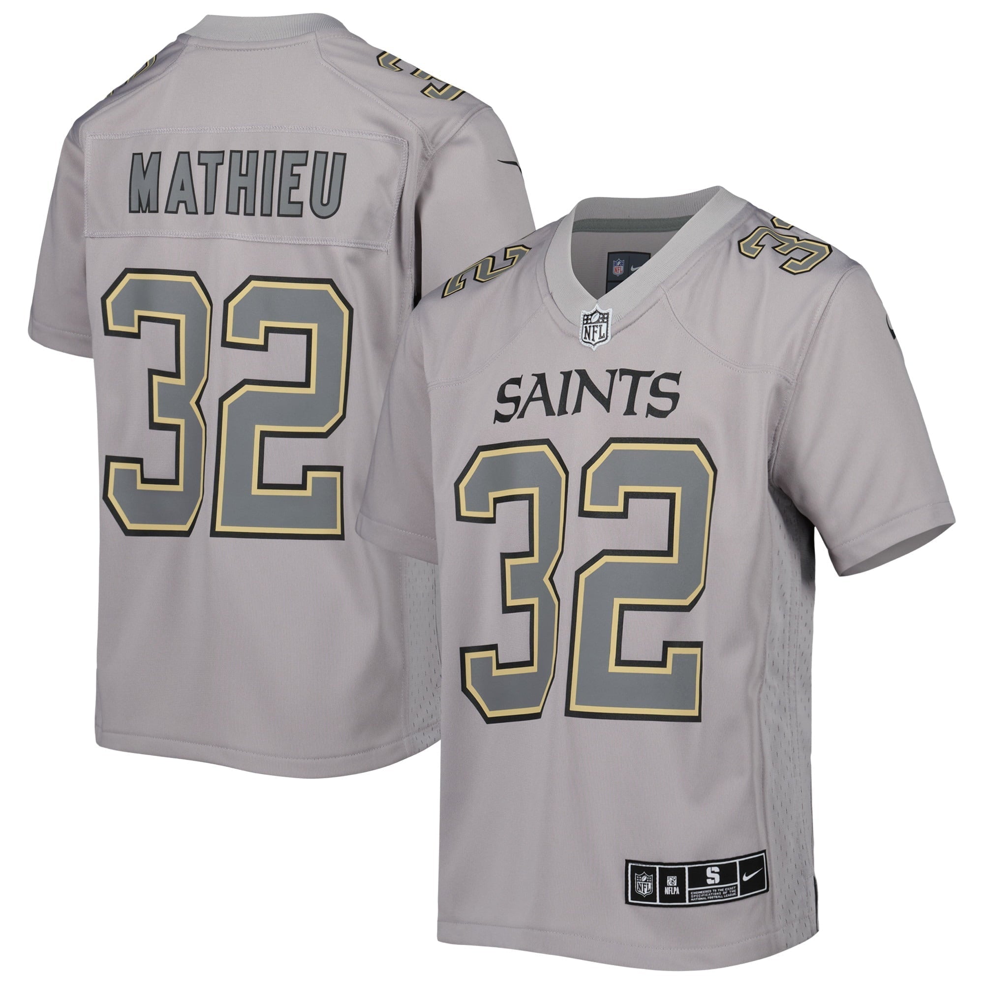 Youth Nike Tyrann Mathieu Gray New Orleans Saints Atmosphere Game Jersey - vstockx