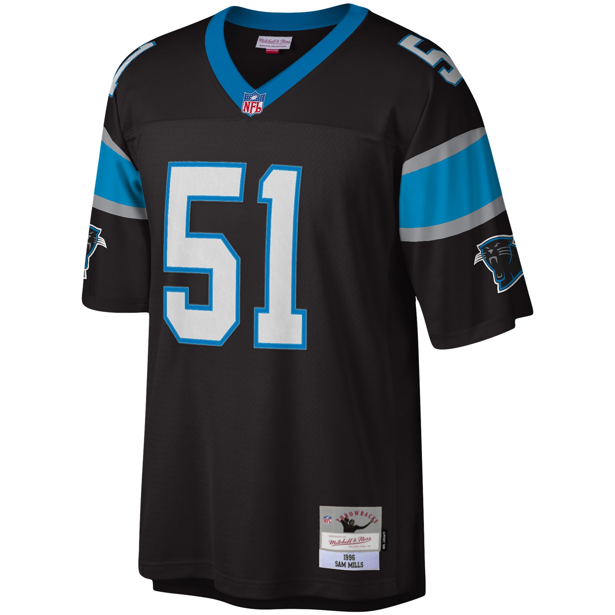 Sam Mills Carolina Panthers Mitchell & Ness Legacy Replica Jersey - Black - vstockx