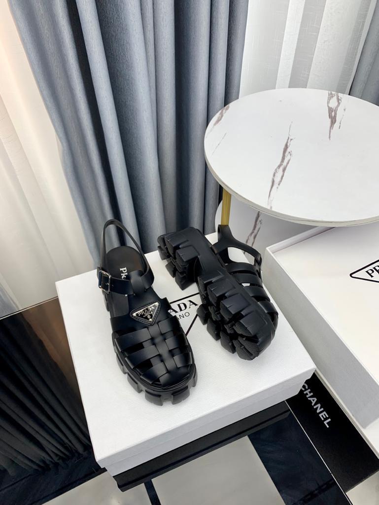 Prada Monolith Foam Rubber 55mm Sandals Black - vstockx