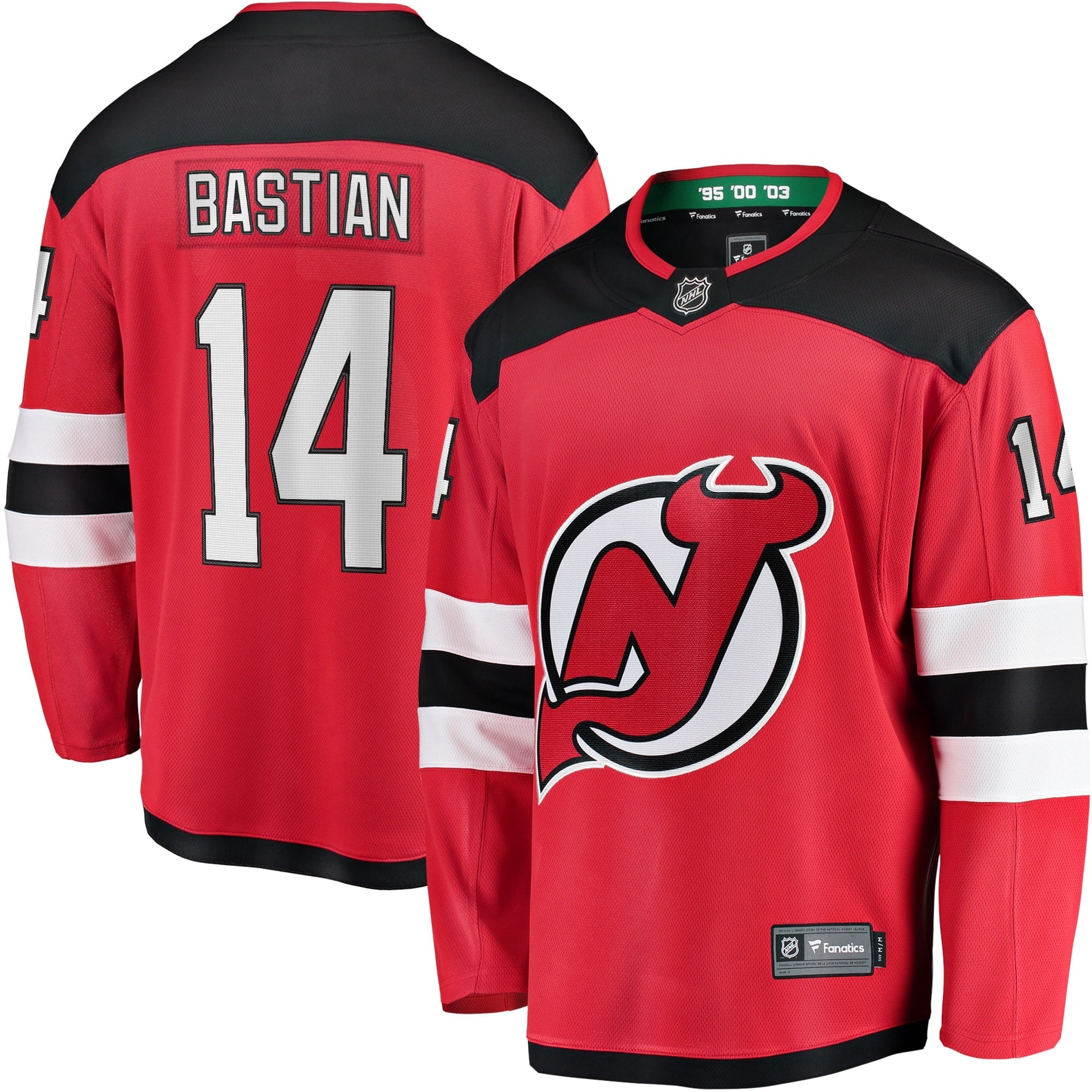 Men's Fanatics Branded Nathan Bastian Red New Jersey Devils Home Breakaway Player Jersey - vstockx