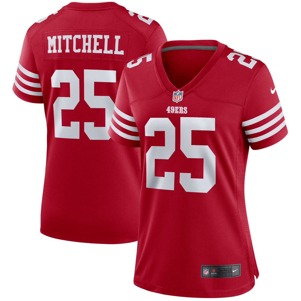 Women's Nike Elijah Mitchell Scarlet San Francisco 49ers Team Player Game Jersey - vstockx