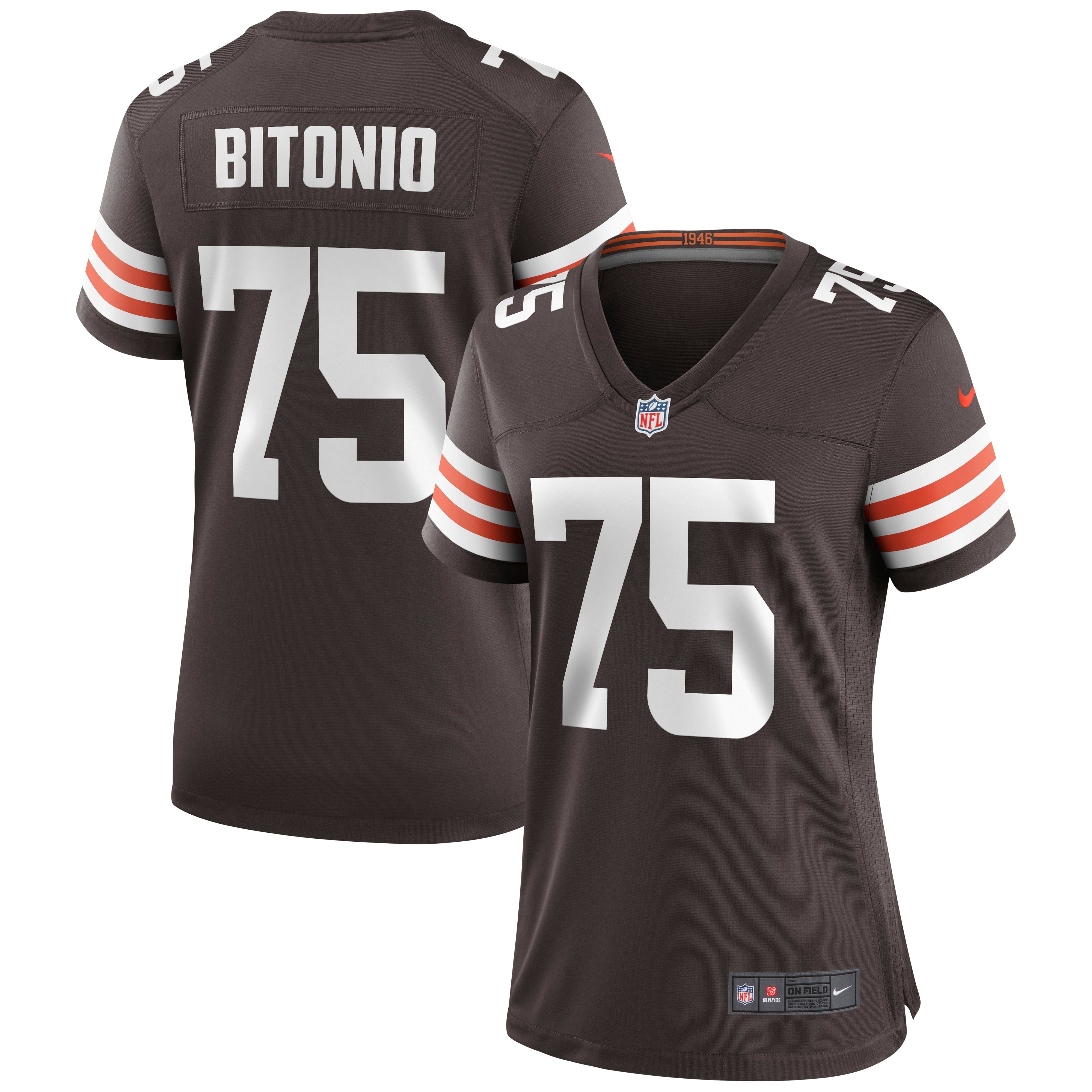 Women's Nike Joel Bitonio Brown Cleveland Browns Game Jersey - vstockx