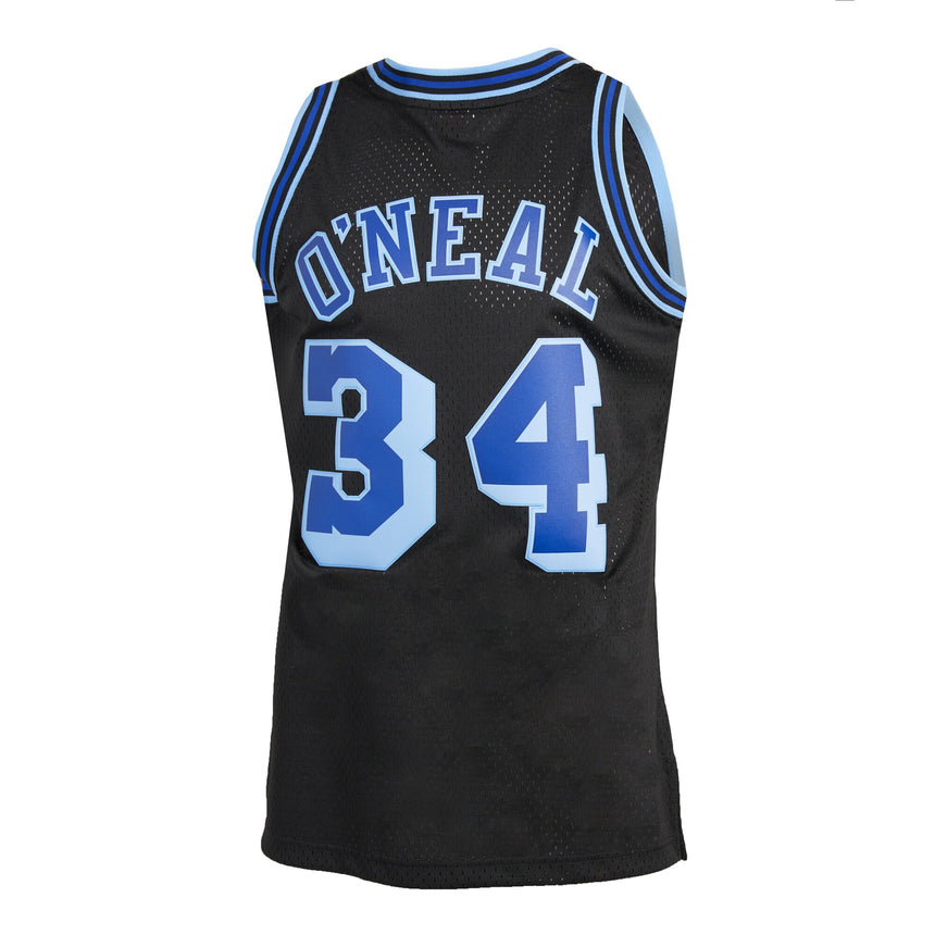 Men's Mitchell & Ness Shaquille O'Neal Black Los Angeles Lakers 1996-97 Hardwood Classics Reload 2.0 Swingman Jersey - vstockx