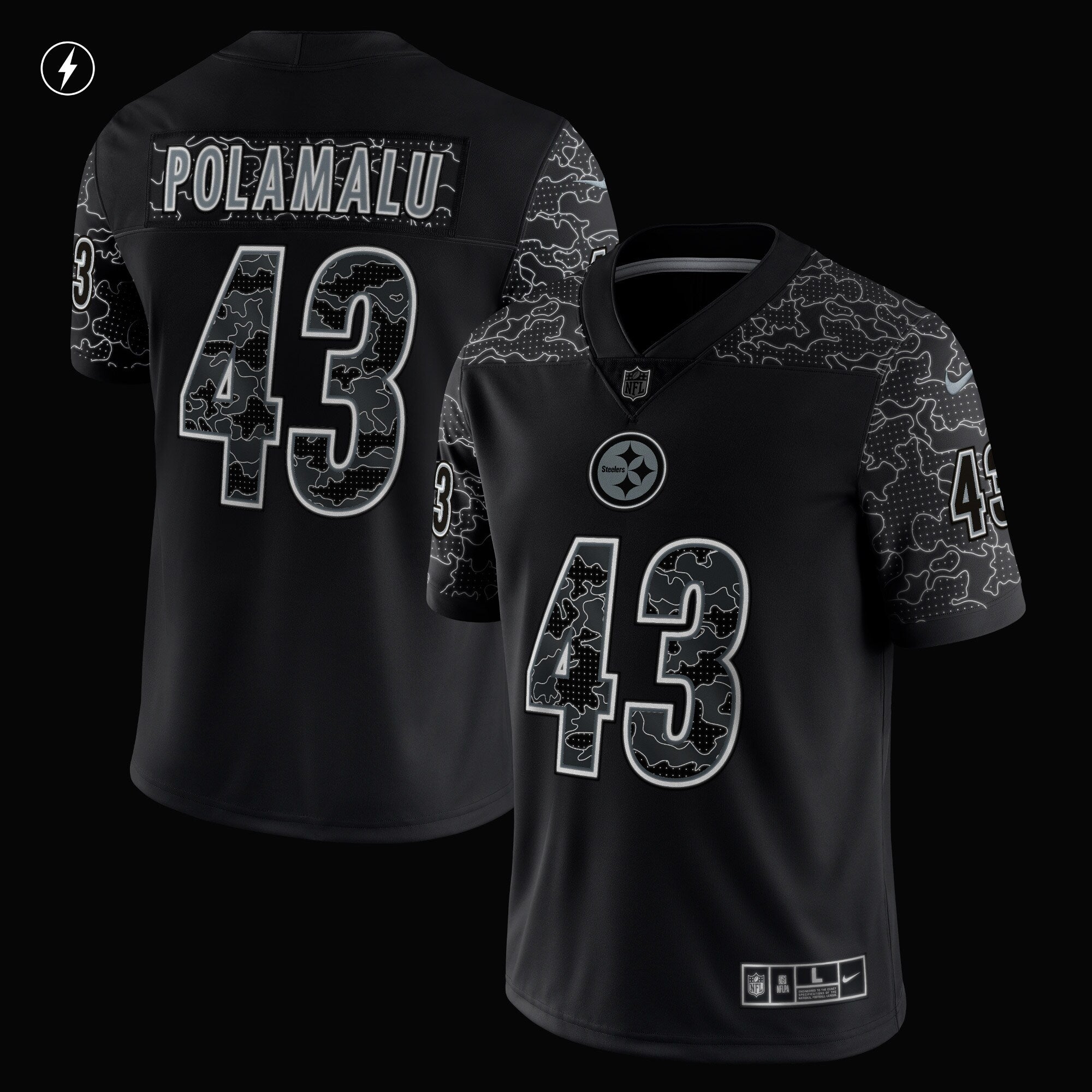Men's Nike Troy Polamalu Black Pittsburgh Steelers Retired Player RFLCTV Limited Jersey - vstockx