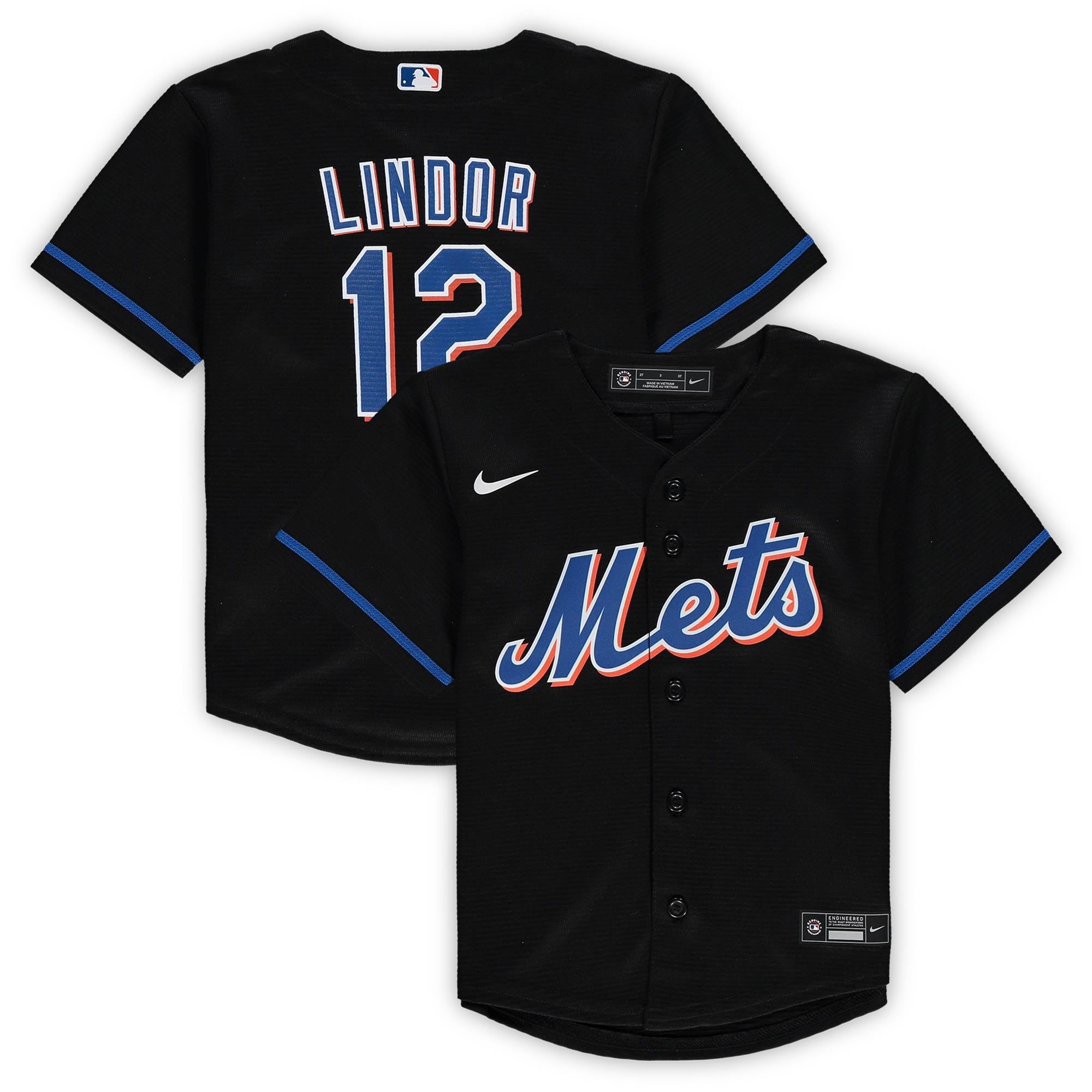Toddler Nike Francisco Lindor Black New York Mets Alternate Replica Player Jersey - vstockx