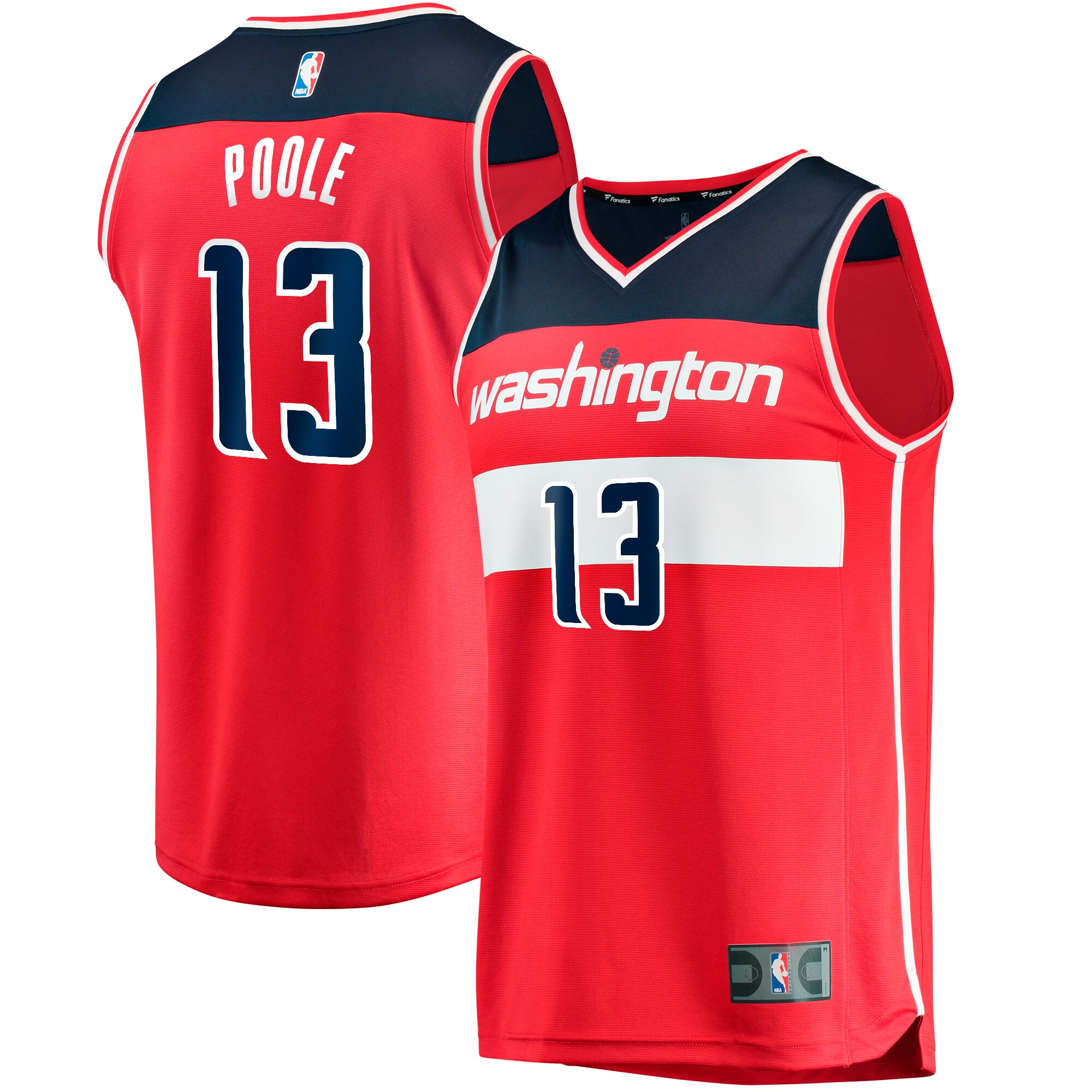 Jordans Poole Washington Wizards Fanatics Branded Fast Break Player Jersey - Icon Edition - Red - vstockx