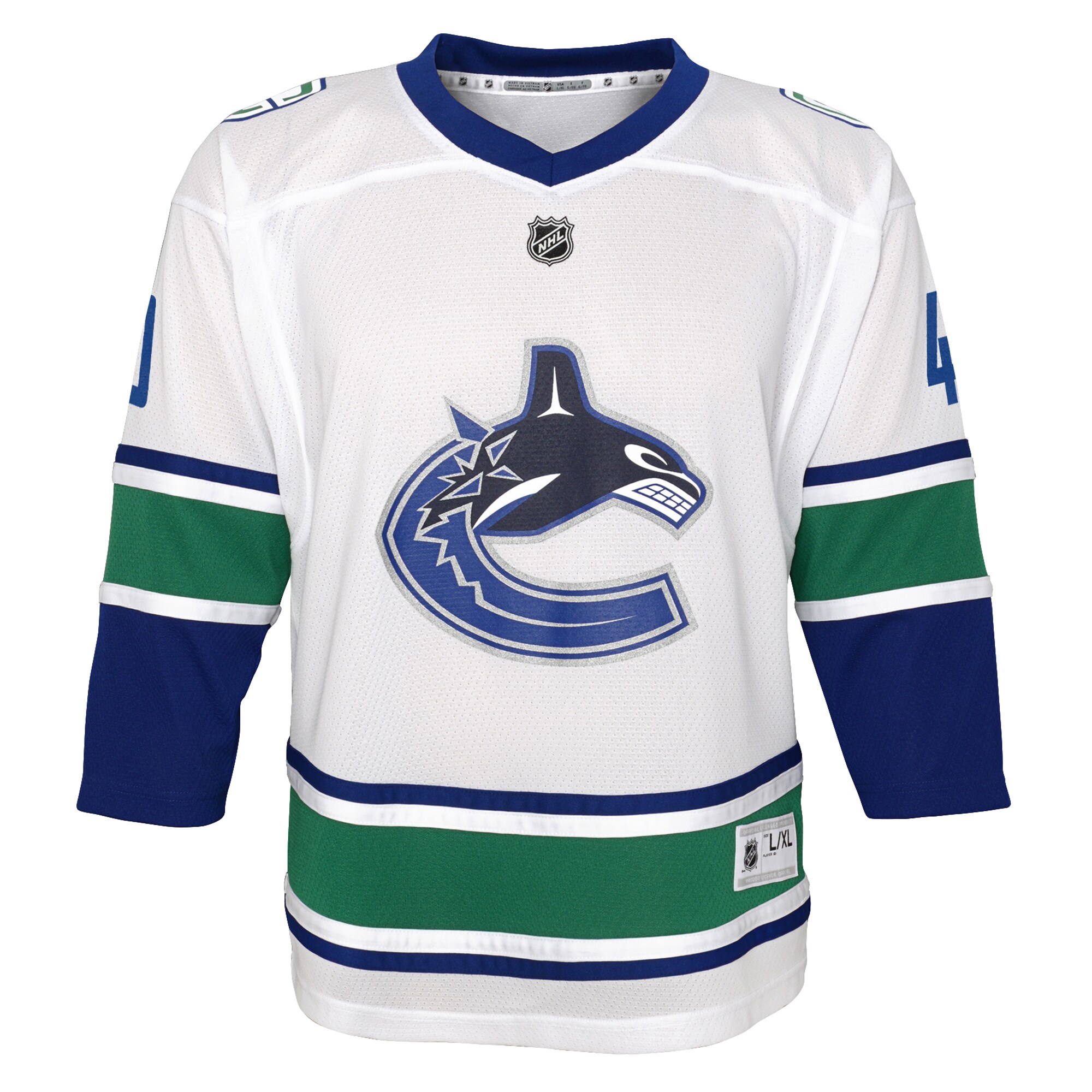 Elias Pettersson Vancouver Canucks Youth 2019/20 Away Replica Player Jersey - White - vstockx