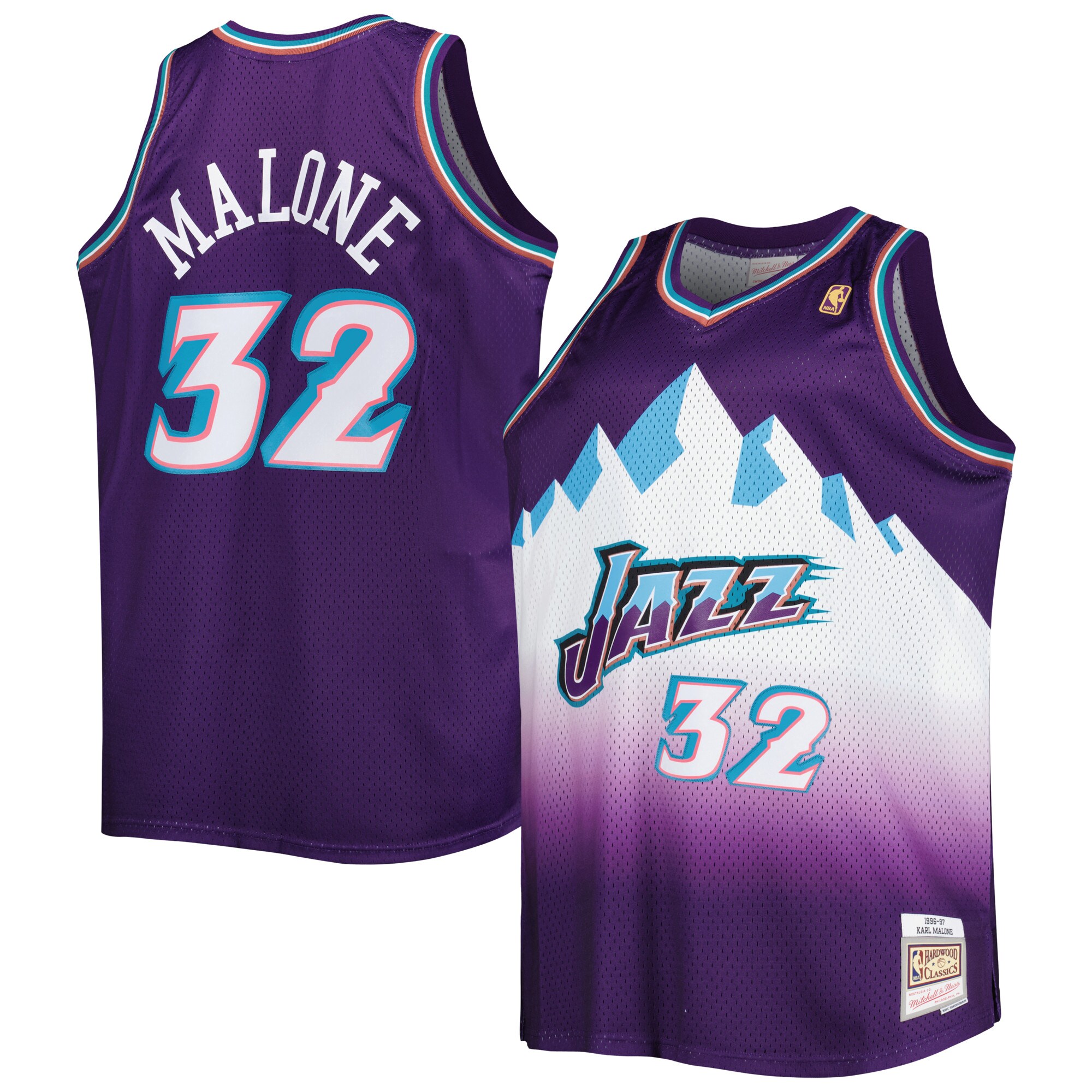 Karl Malone Utah Jazz Mitchell & Ness Big & Tall Hardwood Classics 1996/97 Swingman Jersey - Purple - vstockx