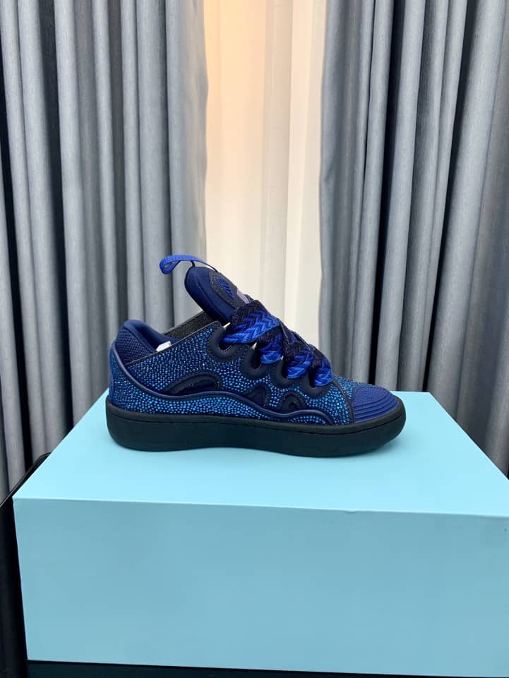 Lanvin Curb Sneakers Rhinestones Majorelle Blue - vstockx