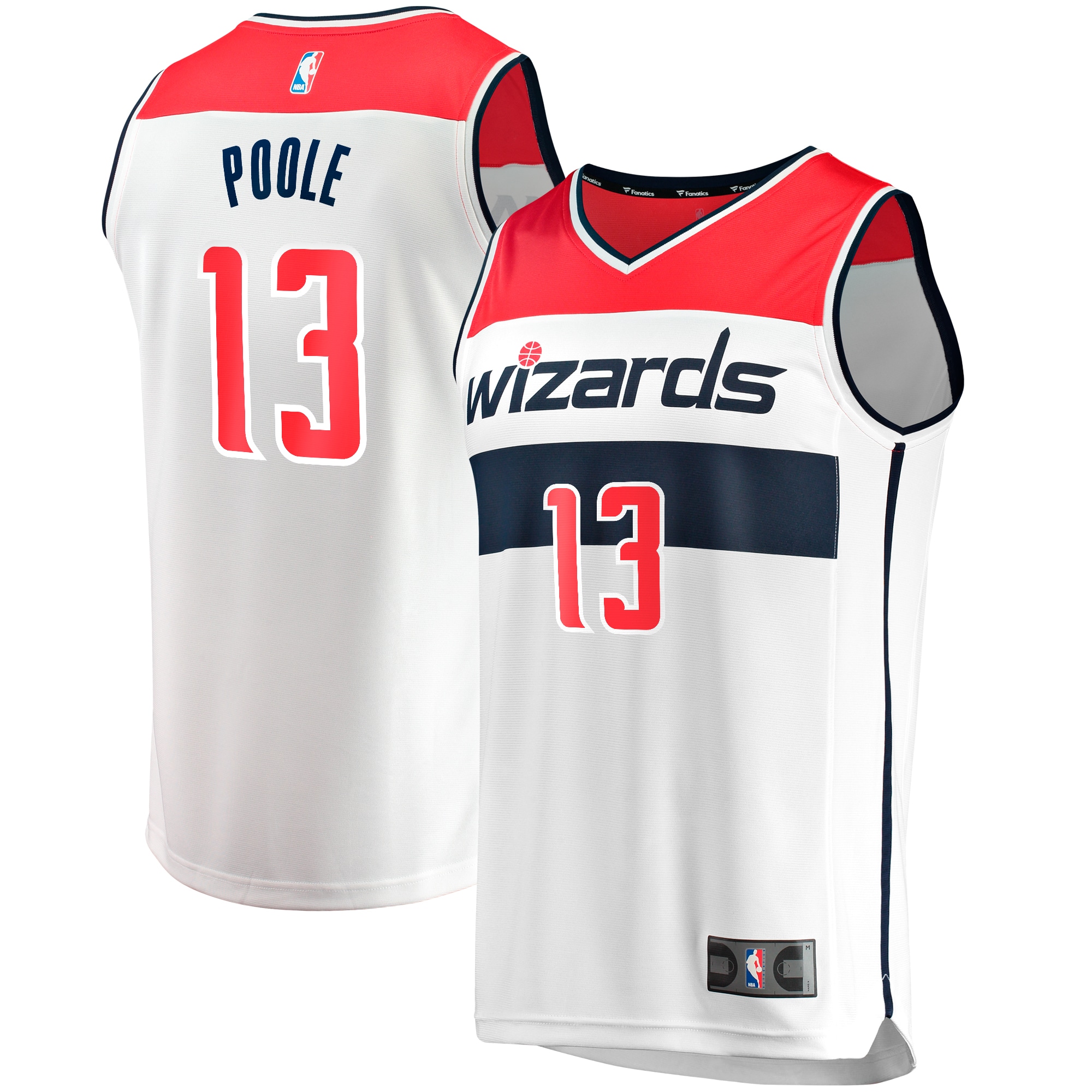 Jordans Poole Washington Wizards Fanatics Branded Youth Fast Break Player Jersey - Association Edition - White - vstockx
