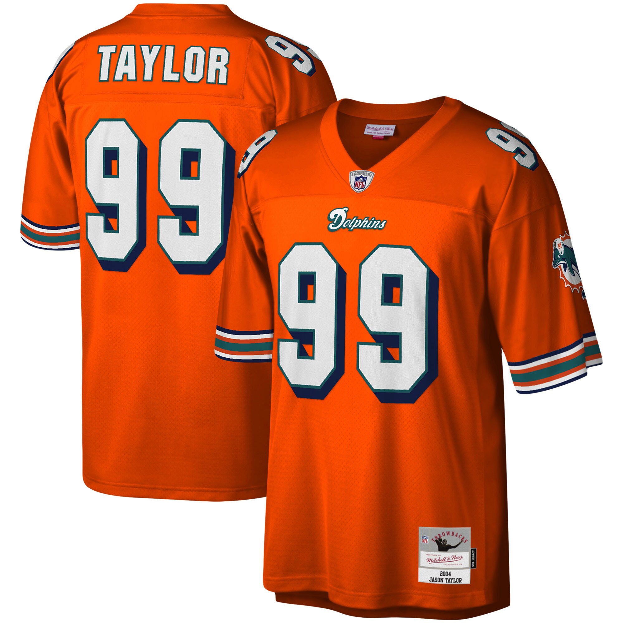 Jason Taylor Miami Dolphins Mitchell & Ness Big & Tall 2004 Retired Player Replica Jersey - Orange - vstockx