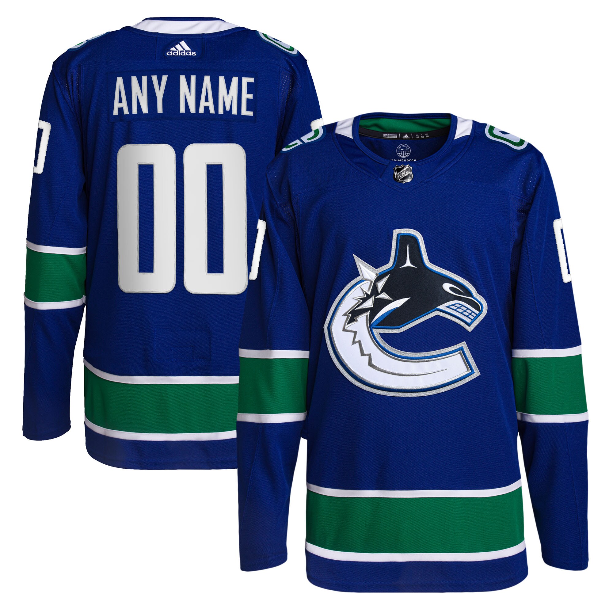 Vancouver Canucks adidas Home Primegreen Authentic Pro Custom Jersey - Royal - vstockx