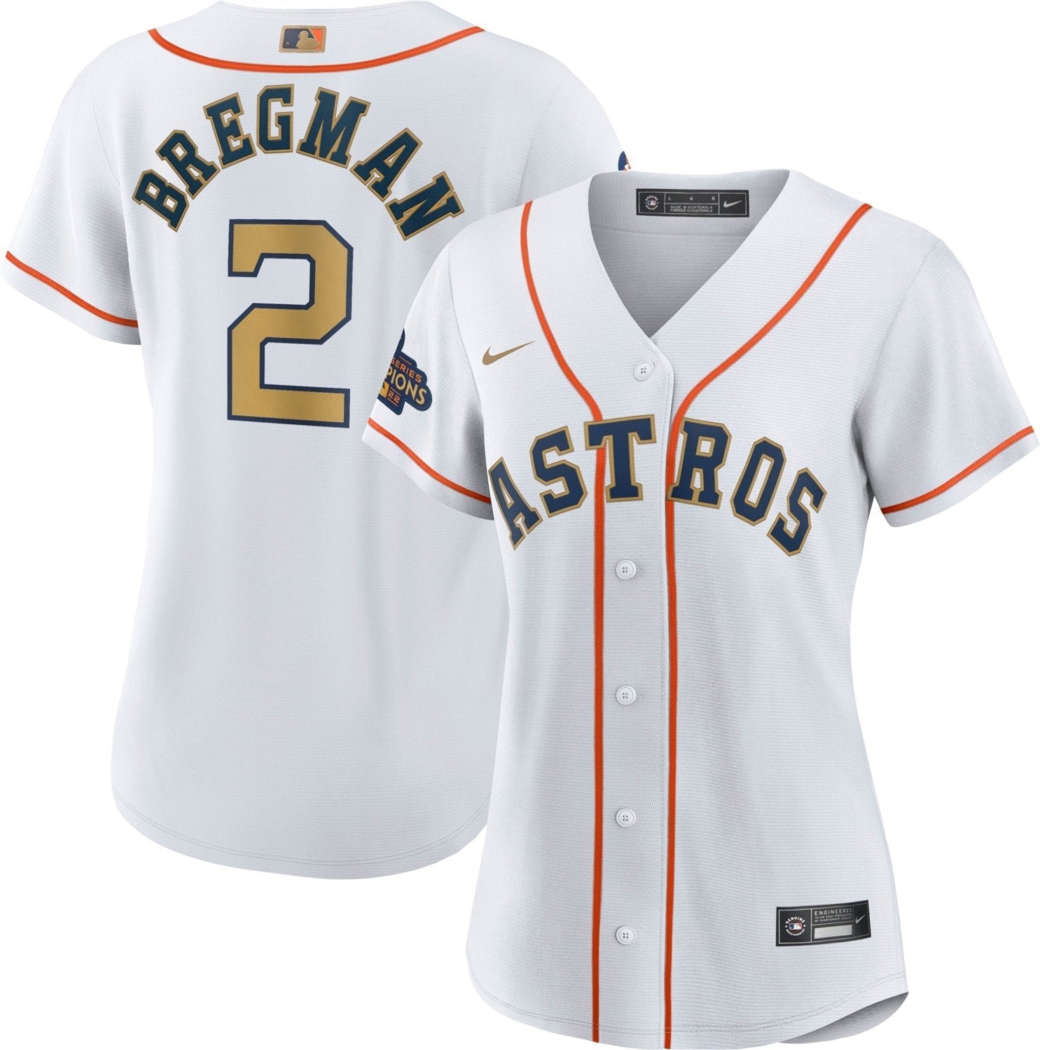 Nike Women's Houston Astros Gold Alex Bregman Replica Jersey - vstockx