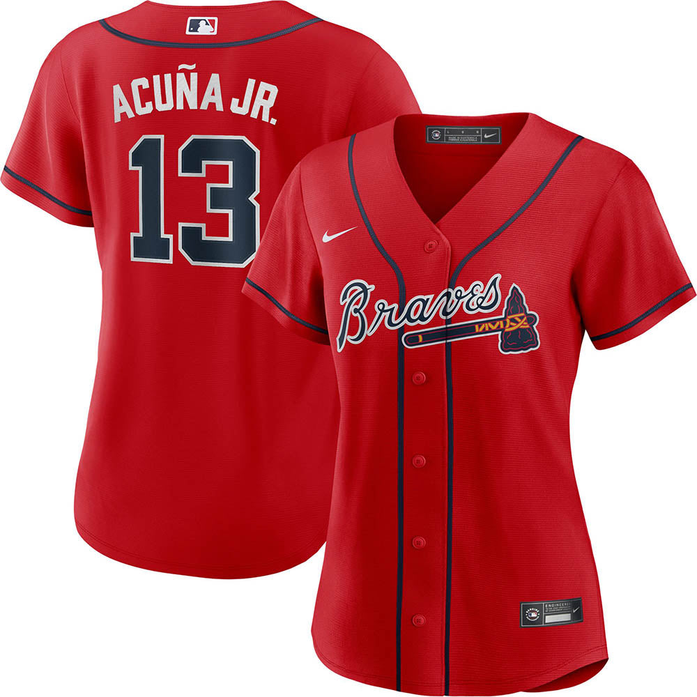 Women's Atlanta Braves Ronald Acuna Jr. Alternate Player Jersey - Red - vstockx