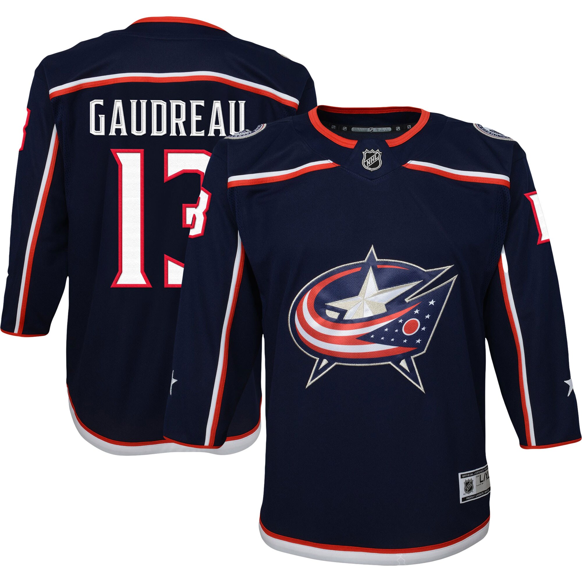 Johnny Gaudreau Columbus Blue Jackets Youth 2022/23 Premier Player Jersey - Navy - vstockx