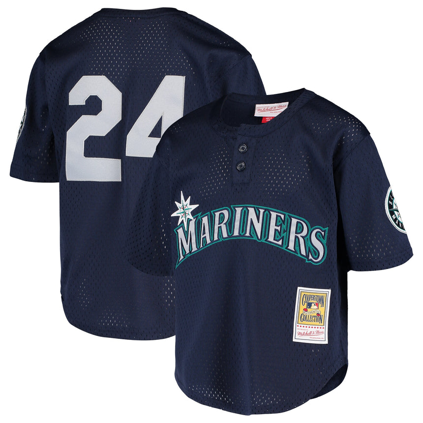 Youth Seattle Mariners Ken Griffey Jr. Mitchell & Ness Navy Cooperstown Collection Mesh Batting Practice Jersey - vstockx