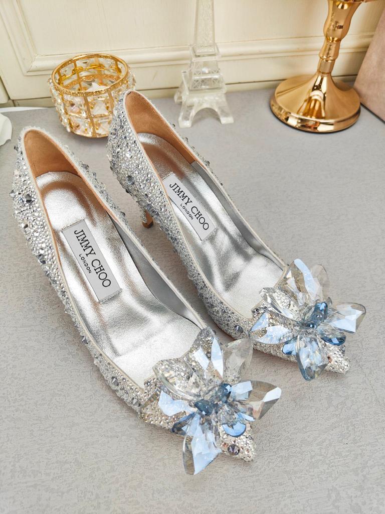 Jimmy Choo Allure Crystal high heels silver white - vstockx