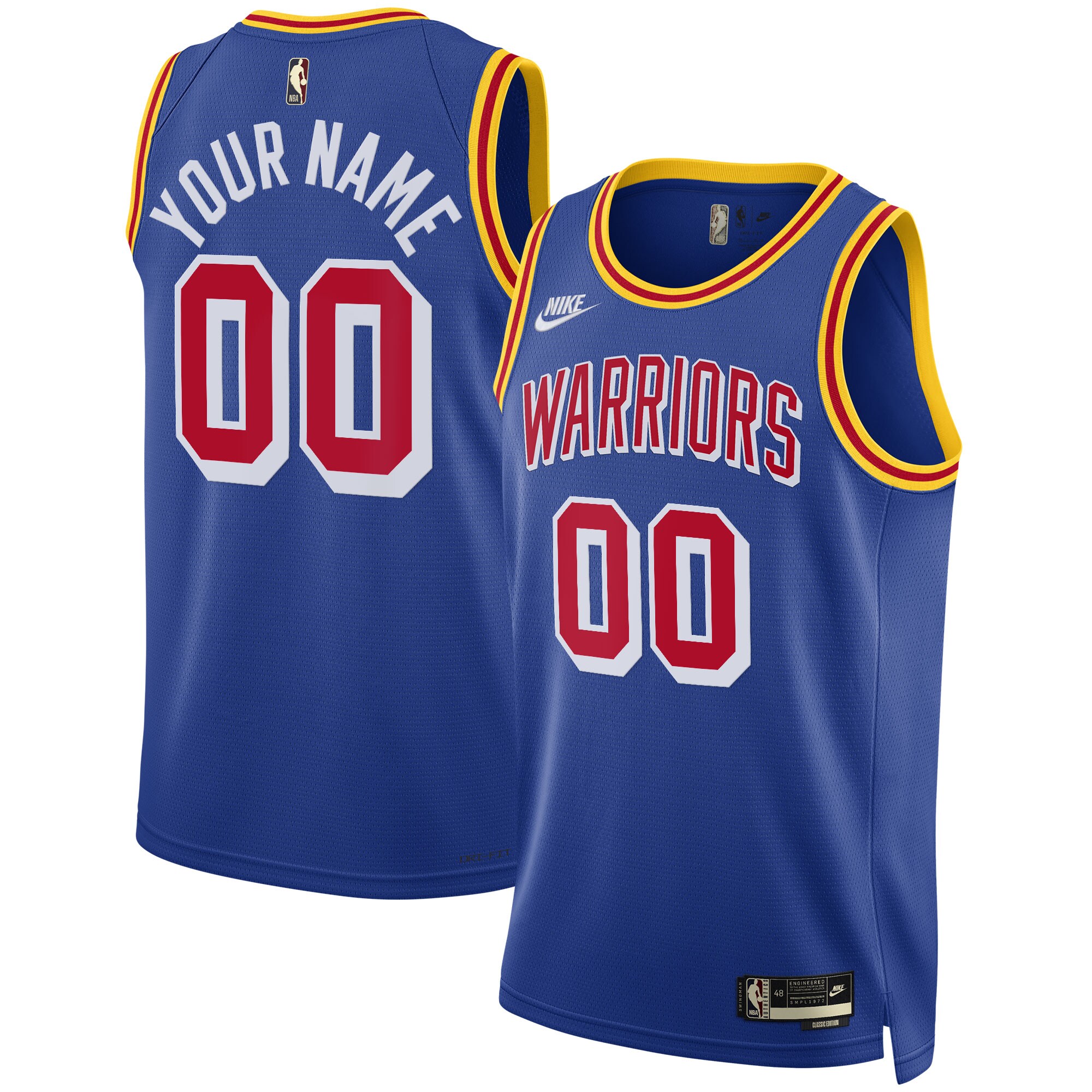 Golden State Warriors Nike Swingman Custom Jersey - Classic Edition Warriors Origins - Blue - vstockx