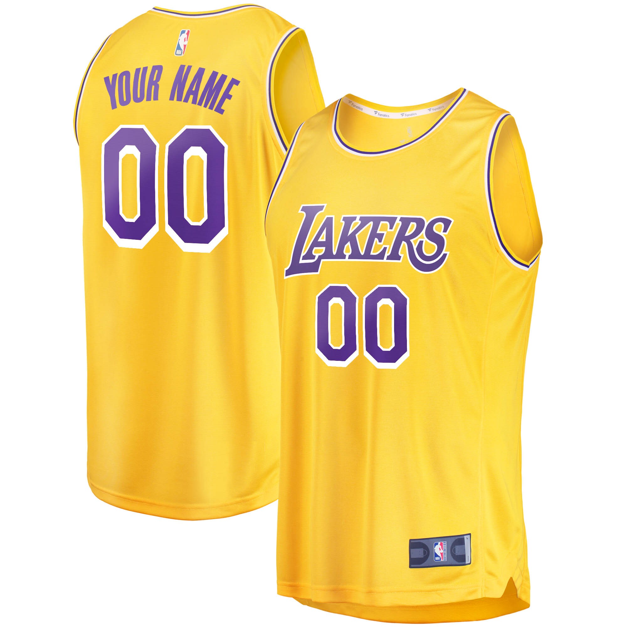 Los Angeles Lakers Fanatics Branded Youth 2018/19 Fast Break Custom Replica Jersey Gold - Icon Edition - vstockx
