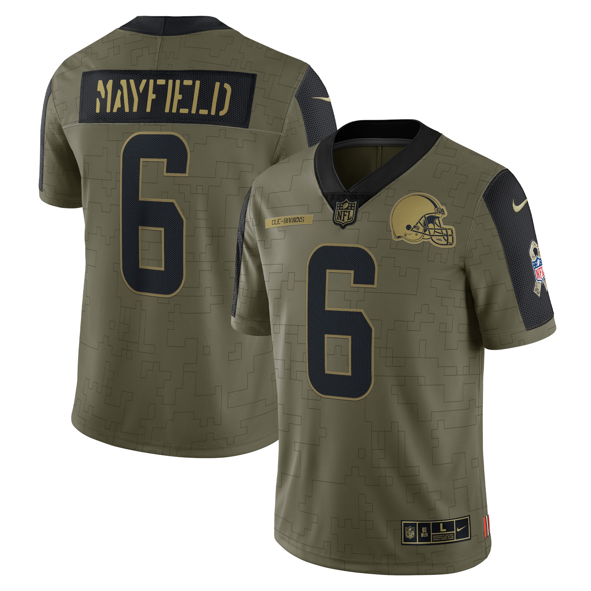 Baker Mayfield Cleveland Browns Nike 2021 Salute To Service Limited Player Jersey - Olive - vstockx