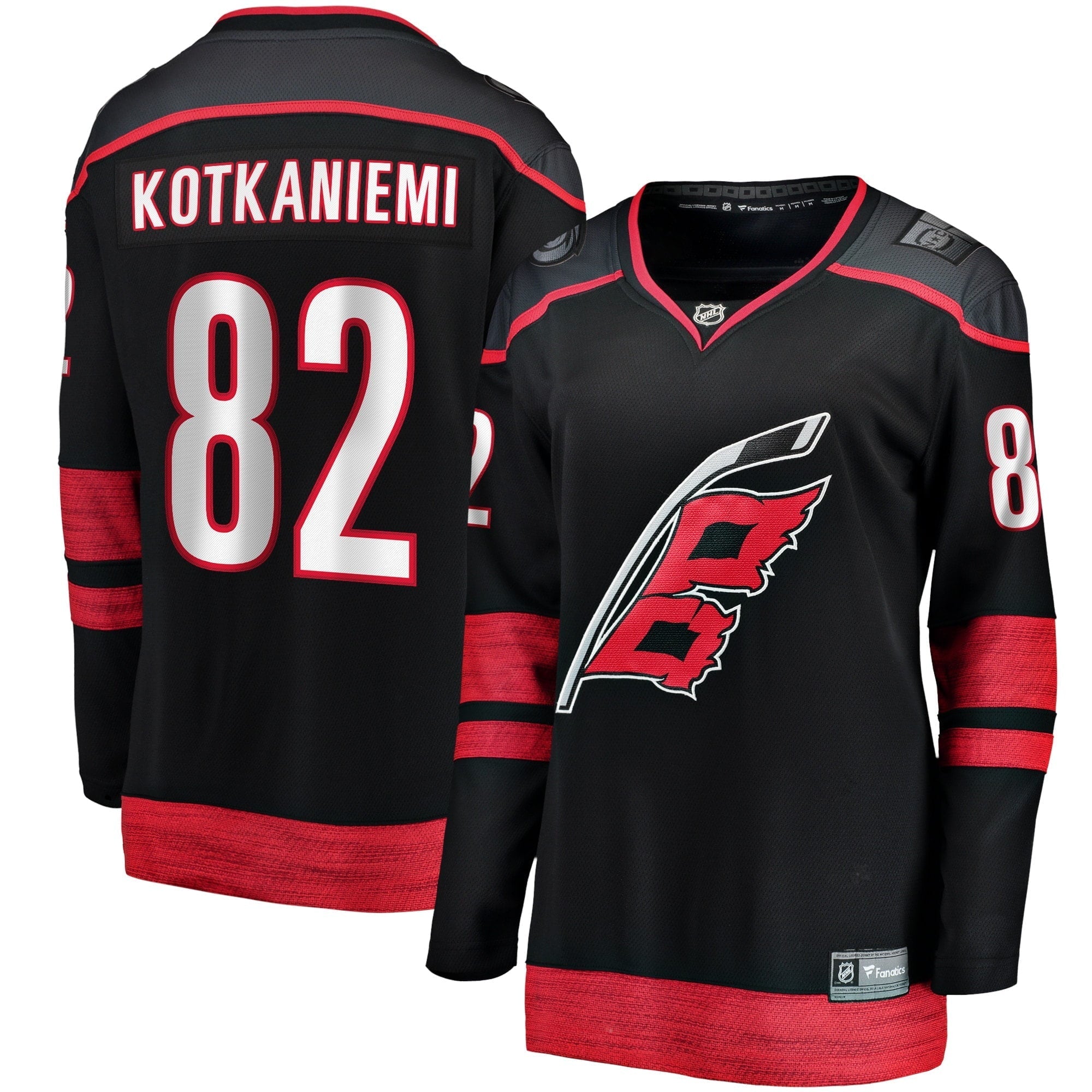 Women's Fanatics Branded Jesperi Kotkaniemi Black Carolina Hurricanes Home Breakaway Player Jersey - vstockx