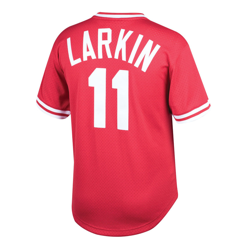Men's Barry Larkin Cincinnati Reds Mitchell & Ness Cooperstown Collection Authentic Mesh Batting Practice Jersey - Red - vstockx