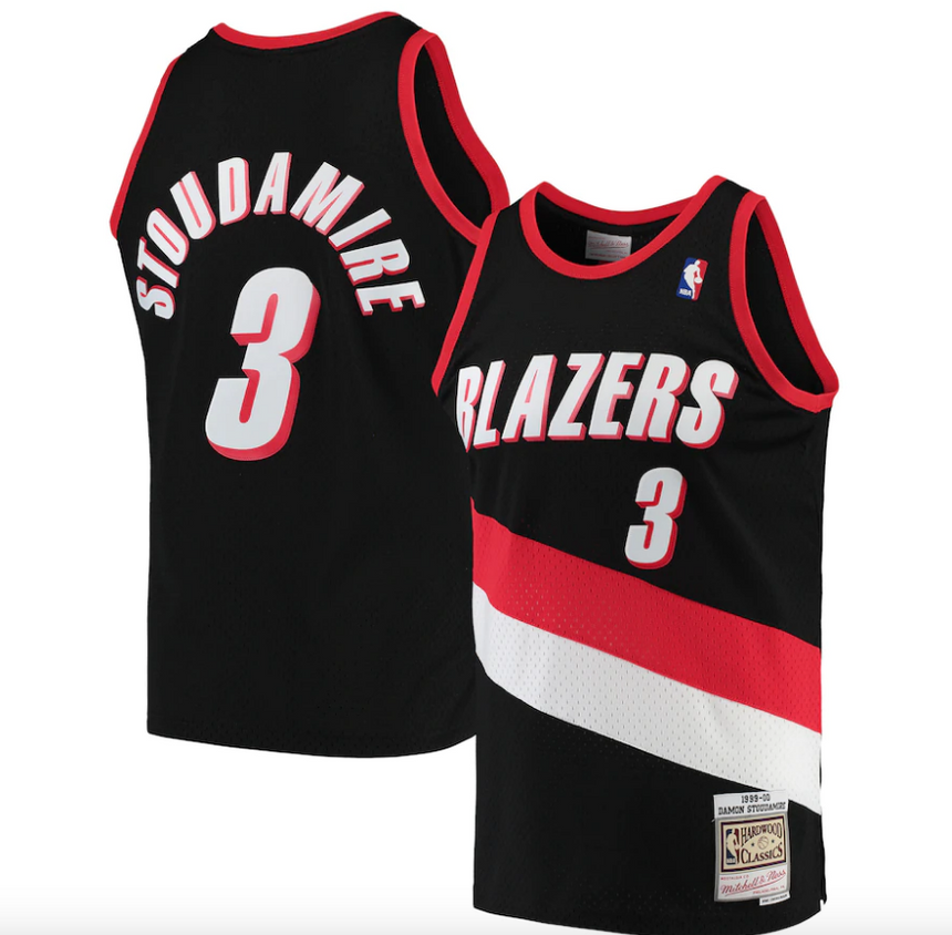 Men's Damon Stoudamire Portland Trail Blazers Mitchell & Ness Hardwood Classics Swingman Jersey - Black - vstockx