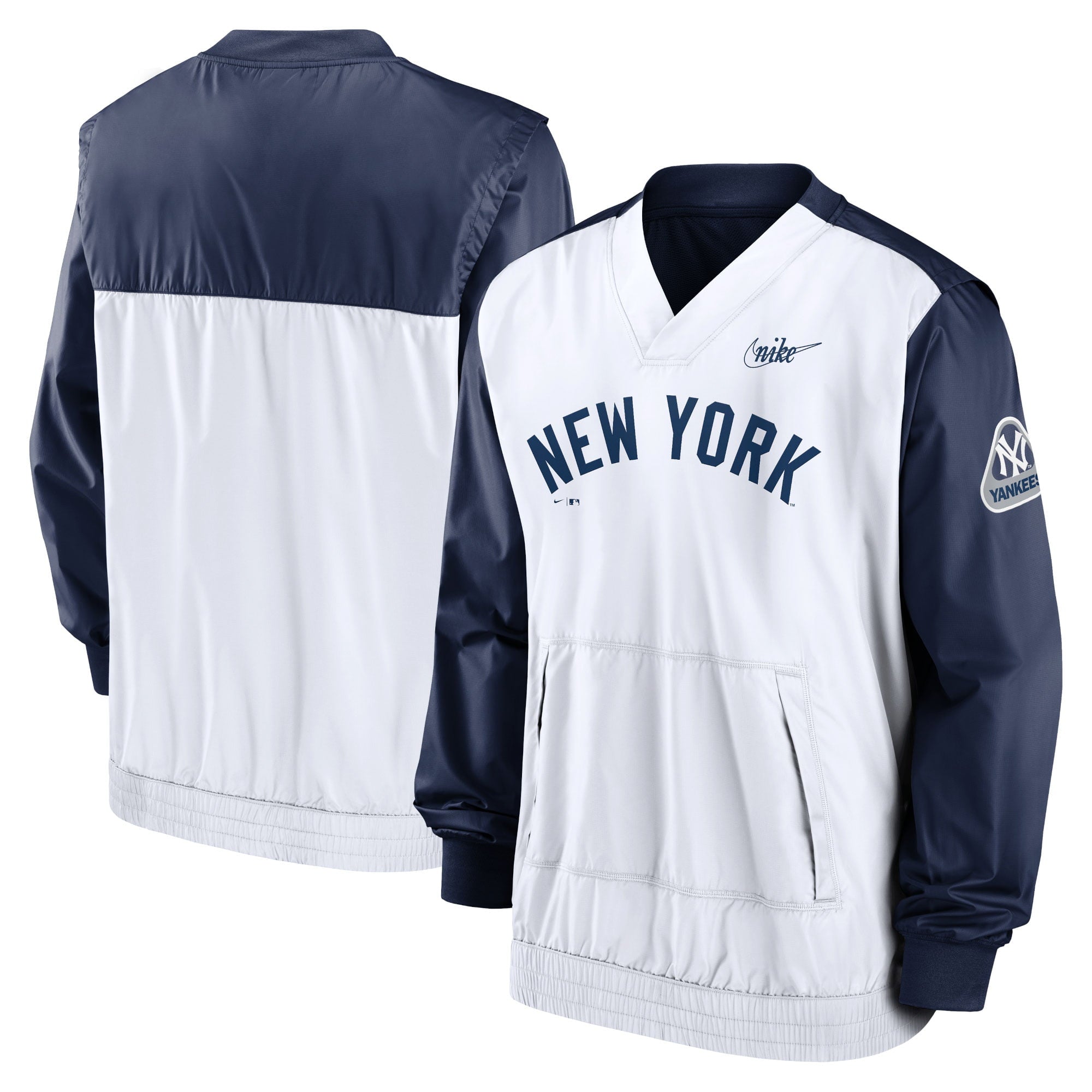 Men's Nike Navy/White New York Yankees Cooperstown Collection V-Neck Pullover Windbreaker - vstockx