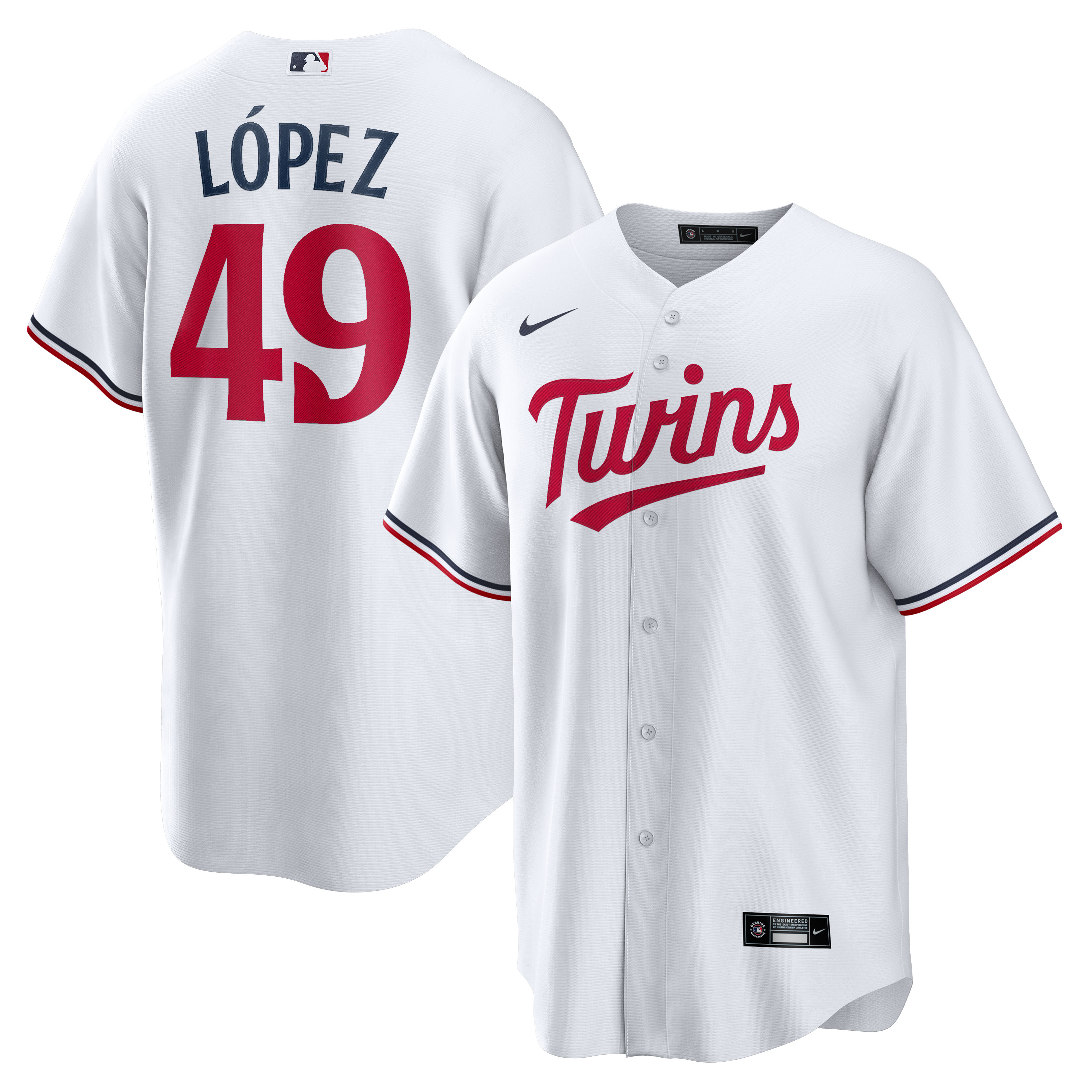 Pablo Lopez Minnesota Twins Nike Home Replica Player Jersey - White - vstockx