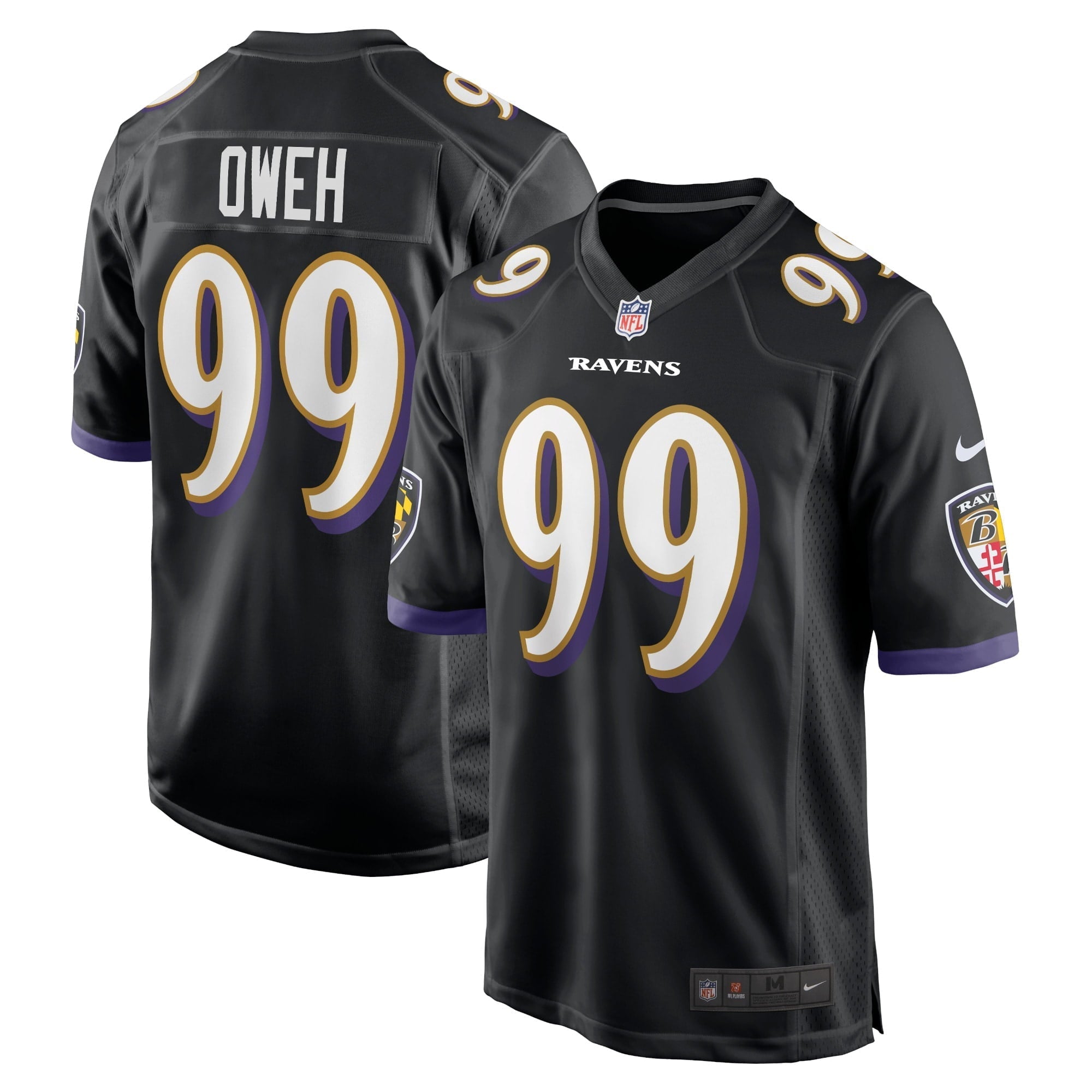 Men's Nike Odafe Oweh Black Baltimore Ravens Game Jersey - vstockx