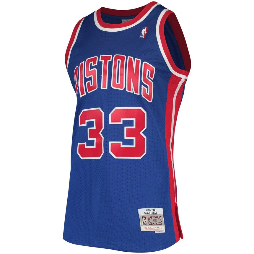 Men's Detroit Pistons Grant Hill Mitchell & Ness Blue 1995-96 Hardwood Classics Swingman Jersey - vstockx