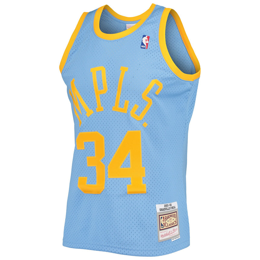Men's Shaquille O'Neal Los Angeles Lakers Mitchell & Ness 2001-02 Hardwood Classics Swingman Jersey - Powder Blue - vstockx