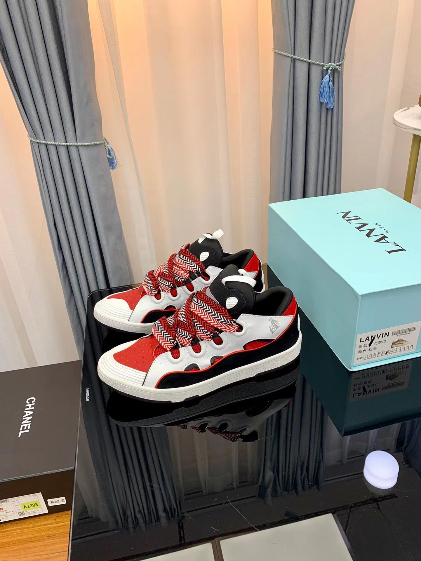 Lanvin Leather Curb Red and white - vstockx