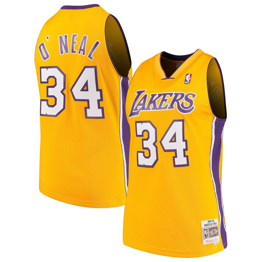 Men's Shaquille O'Neal Los Angeles Lakers 1999-00 Gold Swingman Replica Jersey By Mitchell & Ness - vstockx