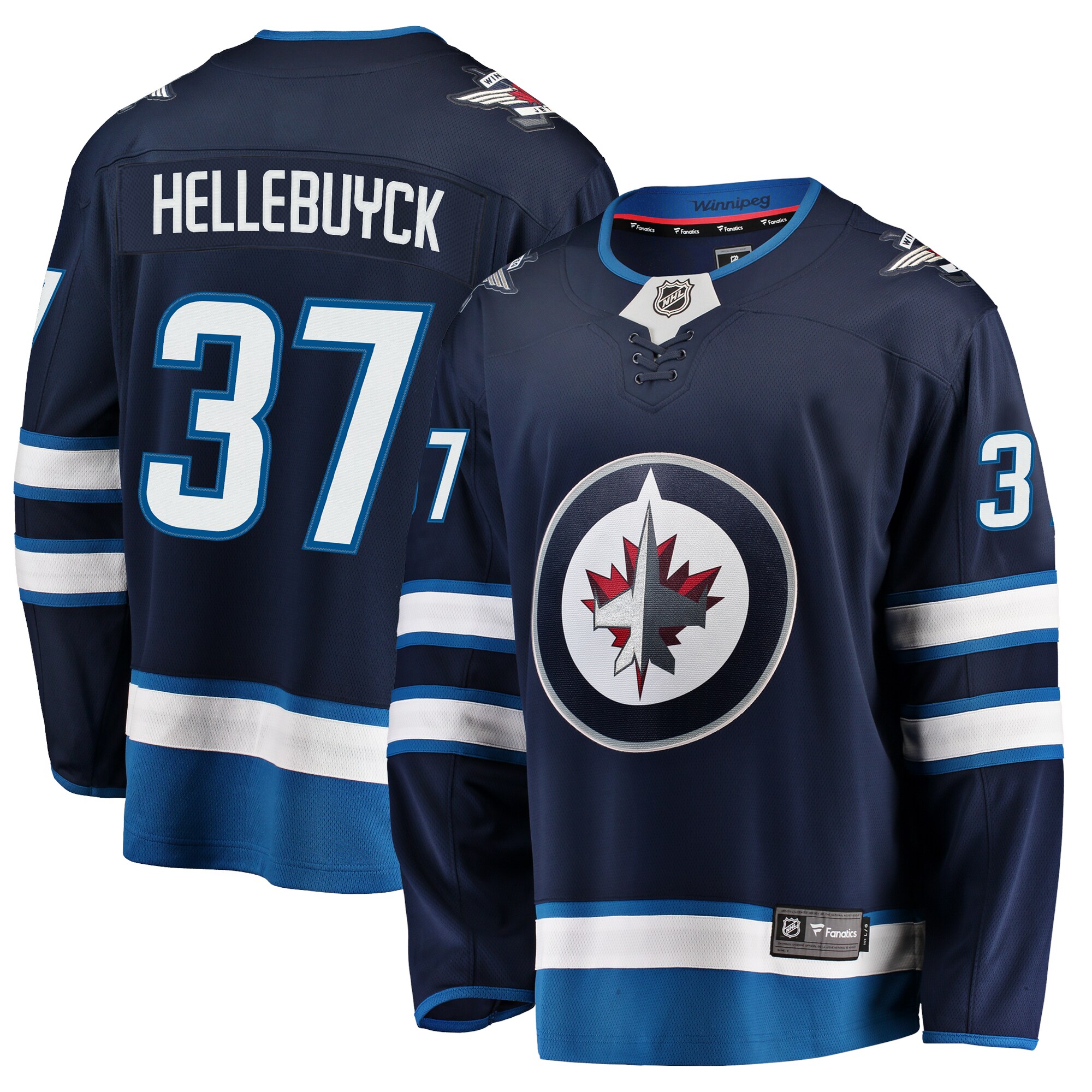 Connor Hellebuyck Winnipeg Jets Fanatics Branded Breakaway Replica Jersey - Navy - vstockx