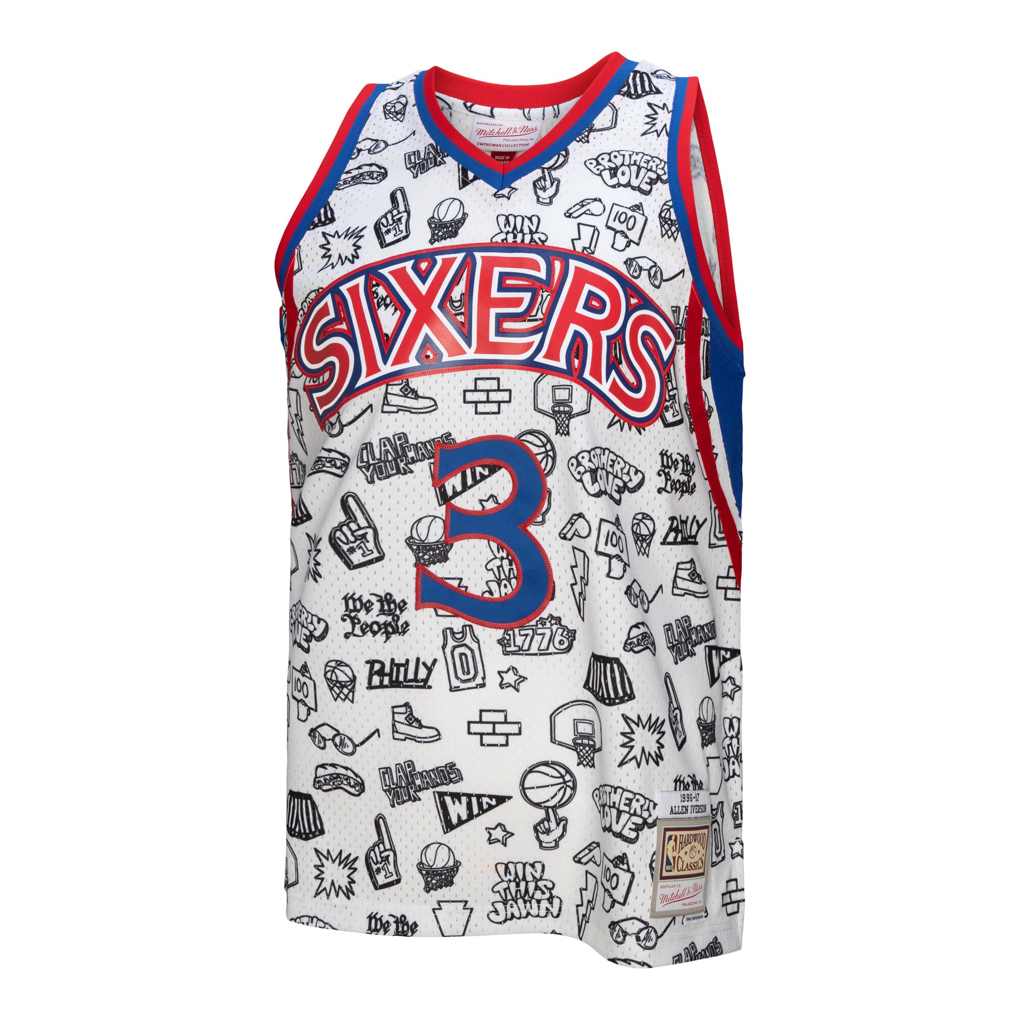 Allen Iverson Philadelphia 76ers Mitchell & Ness 1996/97 Swingman Jersey - White - vstockx