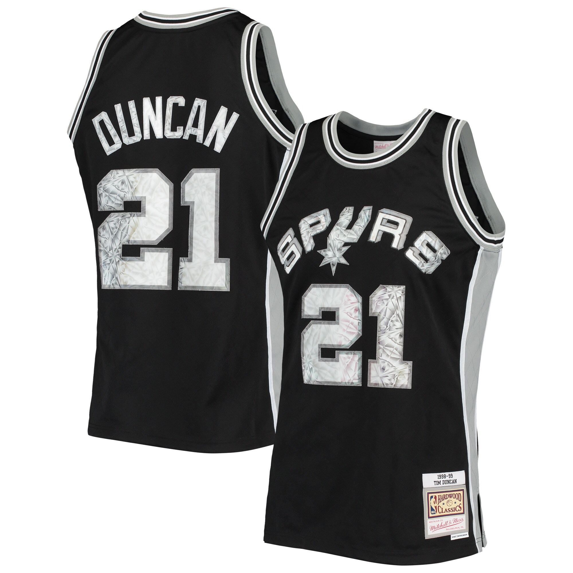 Tim Duncan San Antonio Spurs Mitchell & Ness 1996-97 Hardwood Classics NBA 75th Anniversary Diamond Swingman Jersey - Black - vstockx