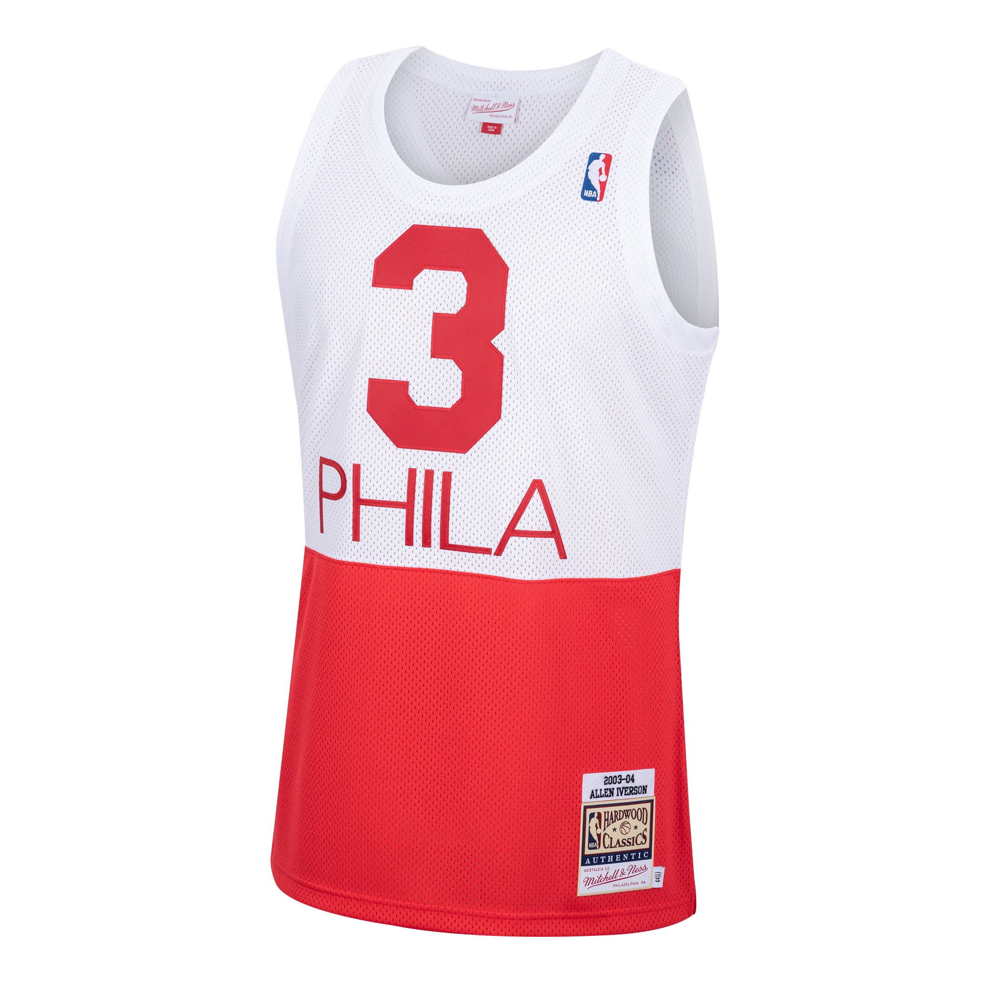 Allen Iverson Philadelphia 76ers Mitchell & Ness Hardwood Classics Authentic Jersey - White - vstockx