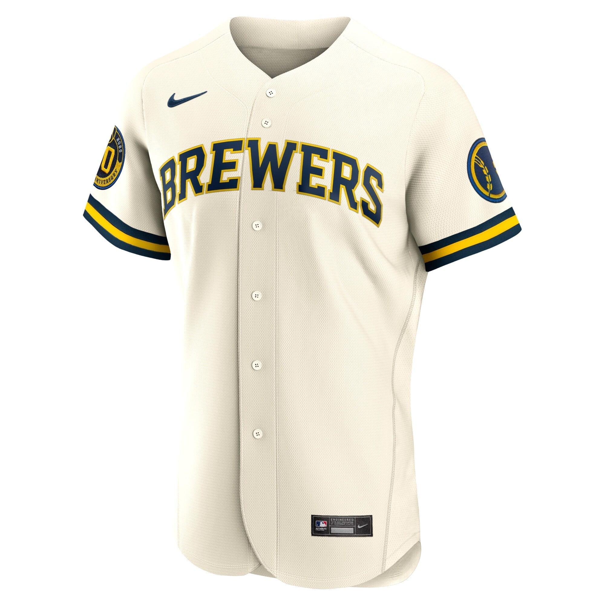 Men's Nike Cream Milwaukee Brewers Home Authentic Team Jersey - vstockx