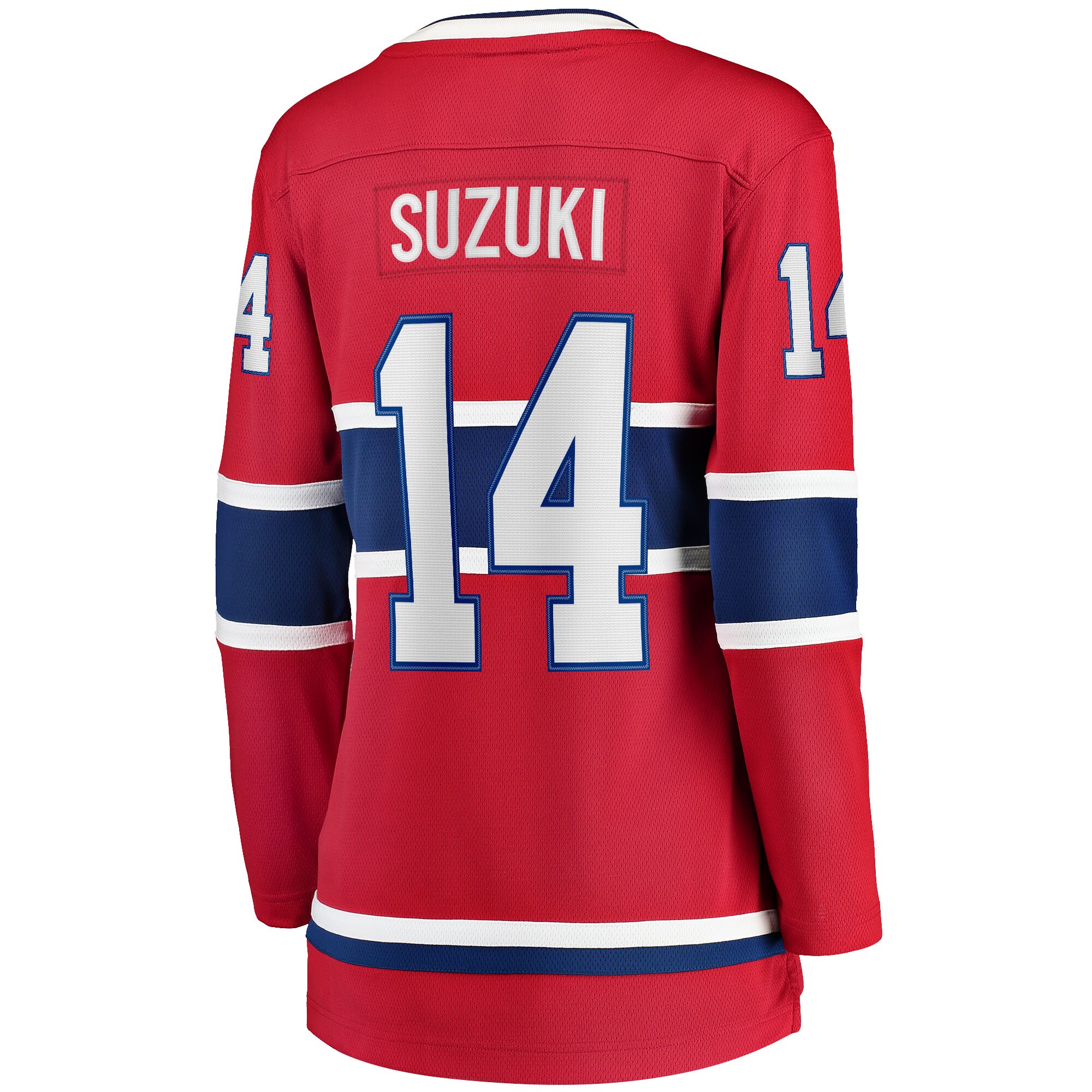 Nick Suzuki Montreal Canadiens Fanatics Branded Women's Home Captain Patch Breakaway Player Jersey - Red - vstockx