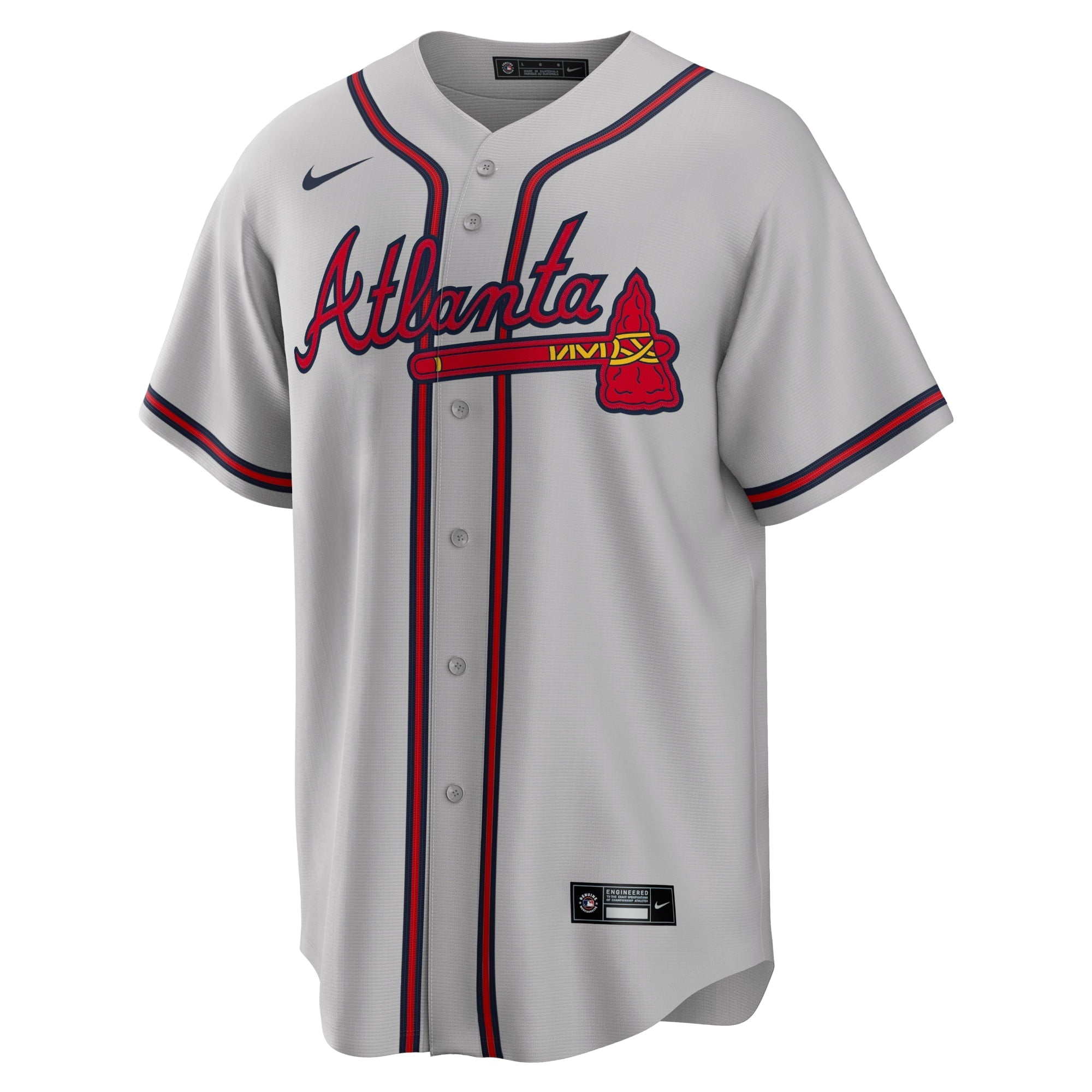 Men's Nike Ronald Acuna Jr. Gray Atlanta Braves Road Replica Player Name Jersey - vstockx