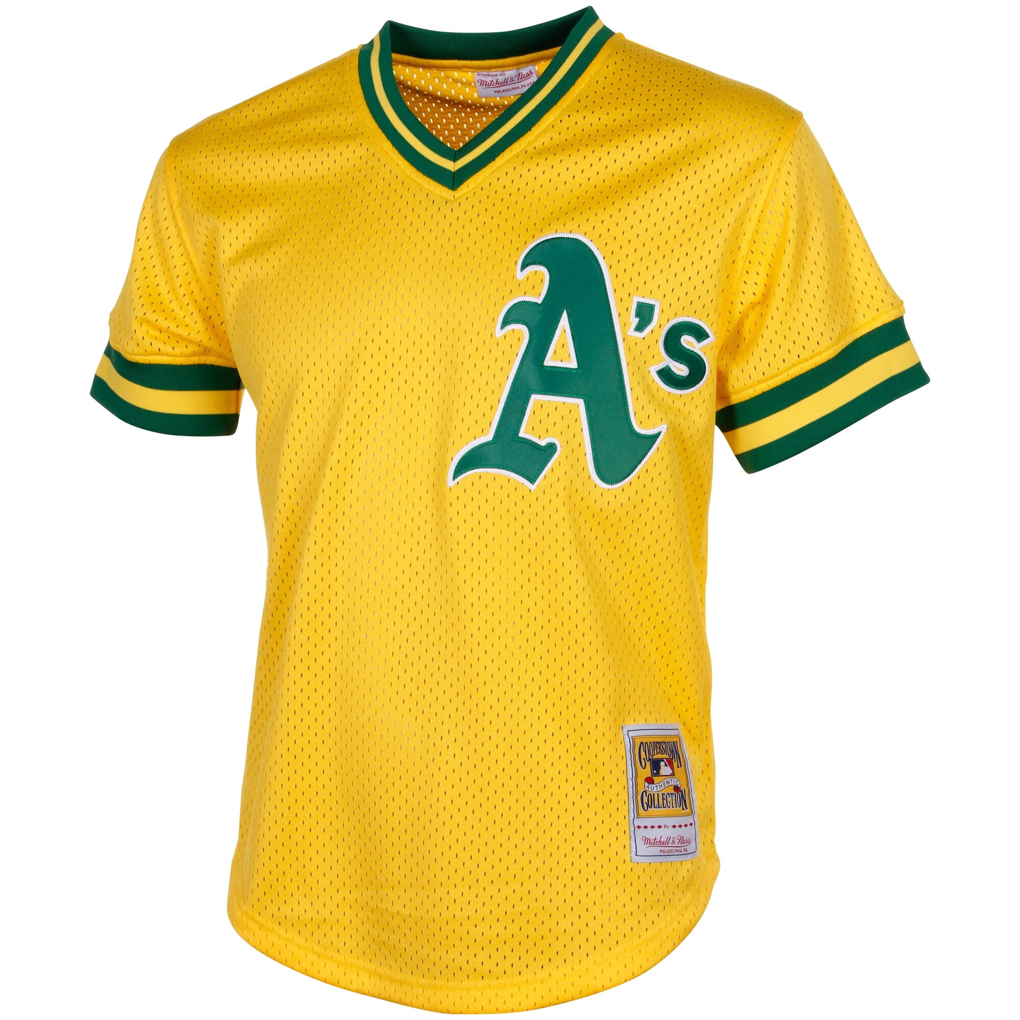 Rickey Henderson Oakland Athletics Mitchell & Ness Cooperstown Mesh Batting Practice Jersey - Yellow - vstockx