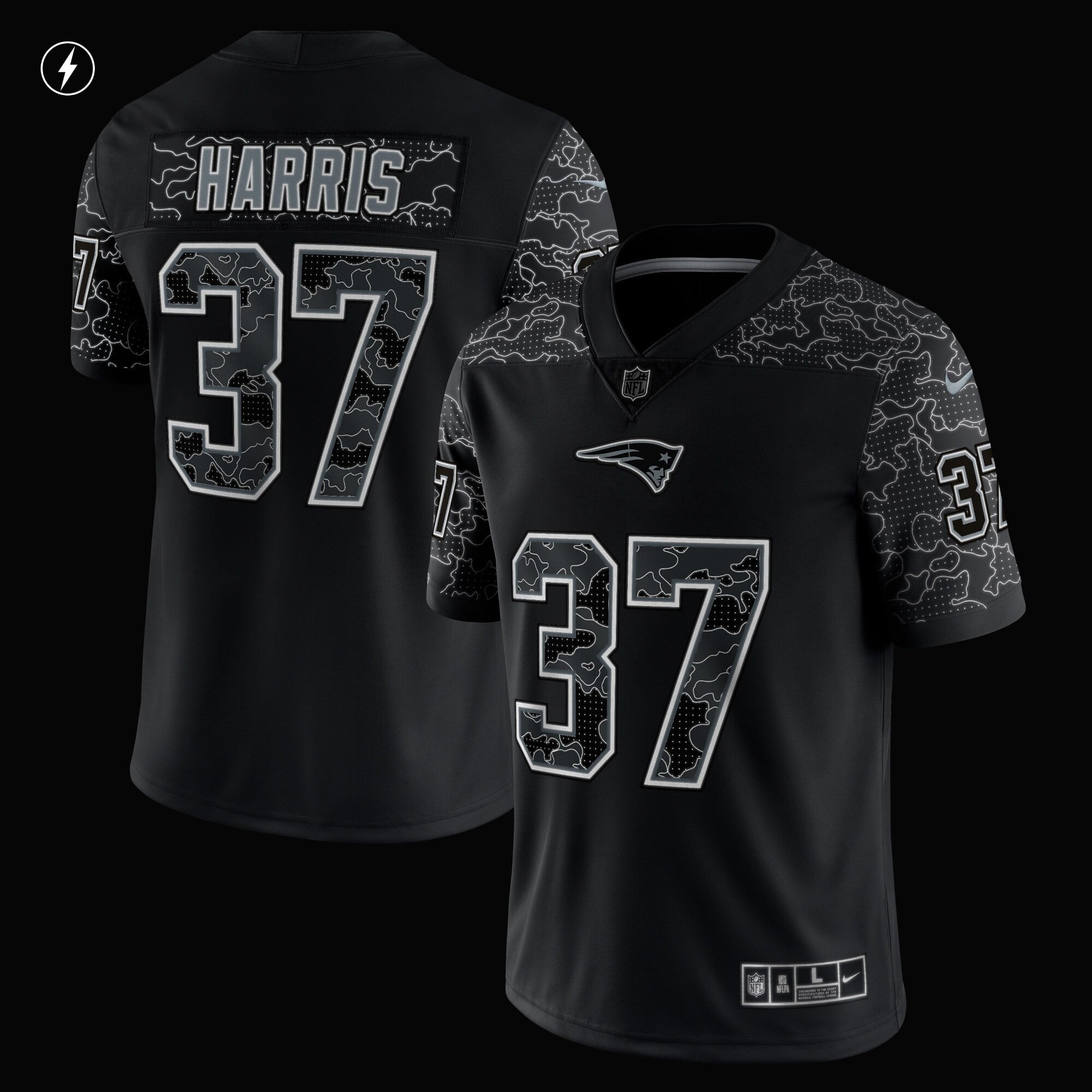 Men's Nike Damien Harris Black New England Patriots RFLCTV Limited Jersey - vstockx