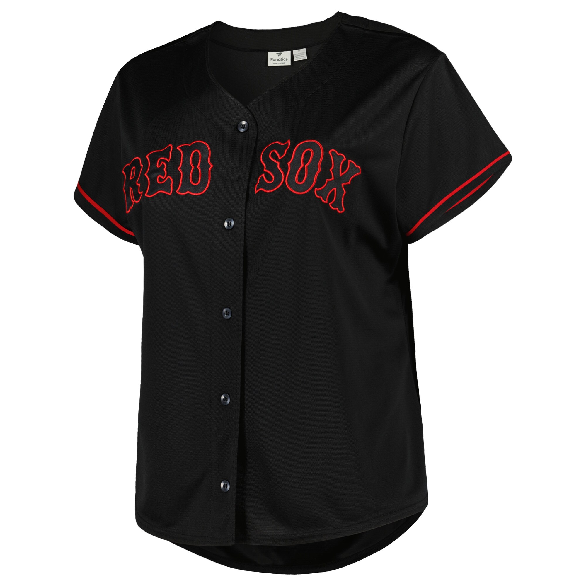 Boston Red Sox Women's Plus Size Pop Fashion Button-Up Jersey - Black - vstockx