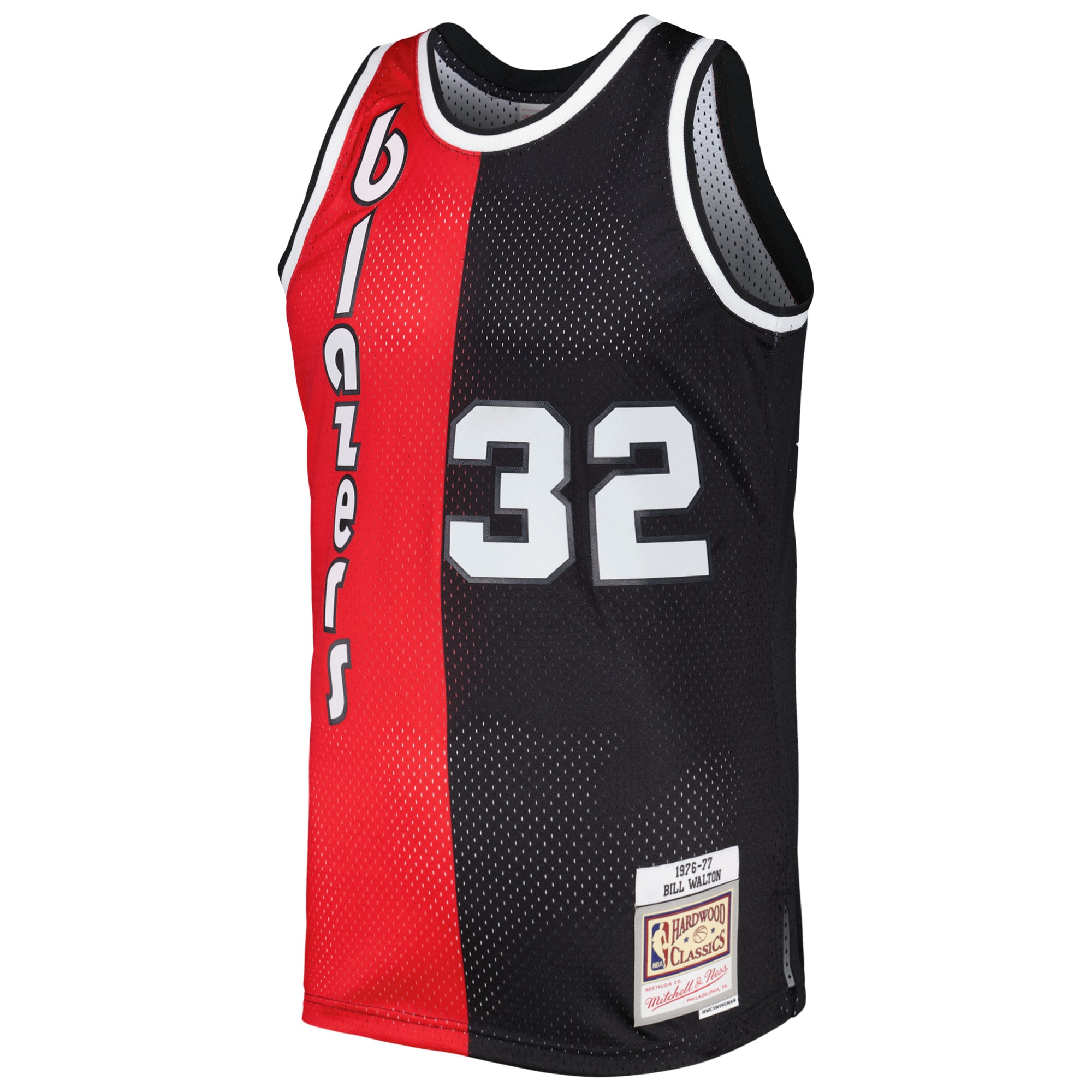 Bill Walton Portland Trail Blazers Mitchell & Ness Hardwood Classics 1976/77 Split Swingman Jersey - Red/Black - vstockx