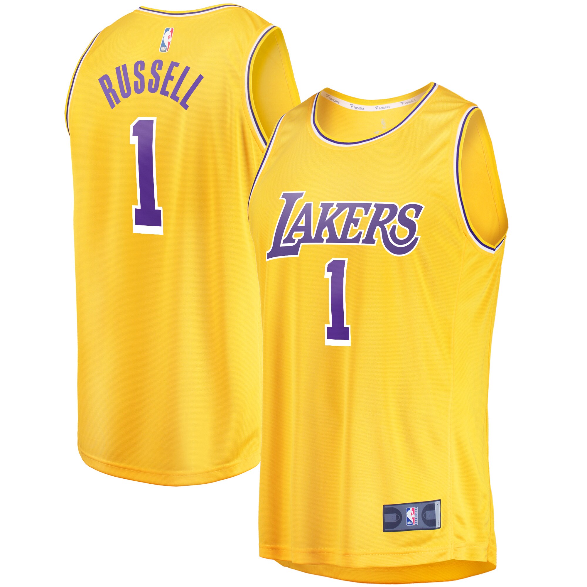 D'Angelo Russell Los Angeles Lakers Fanatics Branded Fast Break Player Jersey - Icon Edition - Gold - vstockx