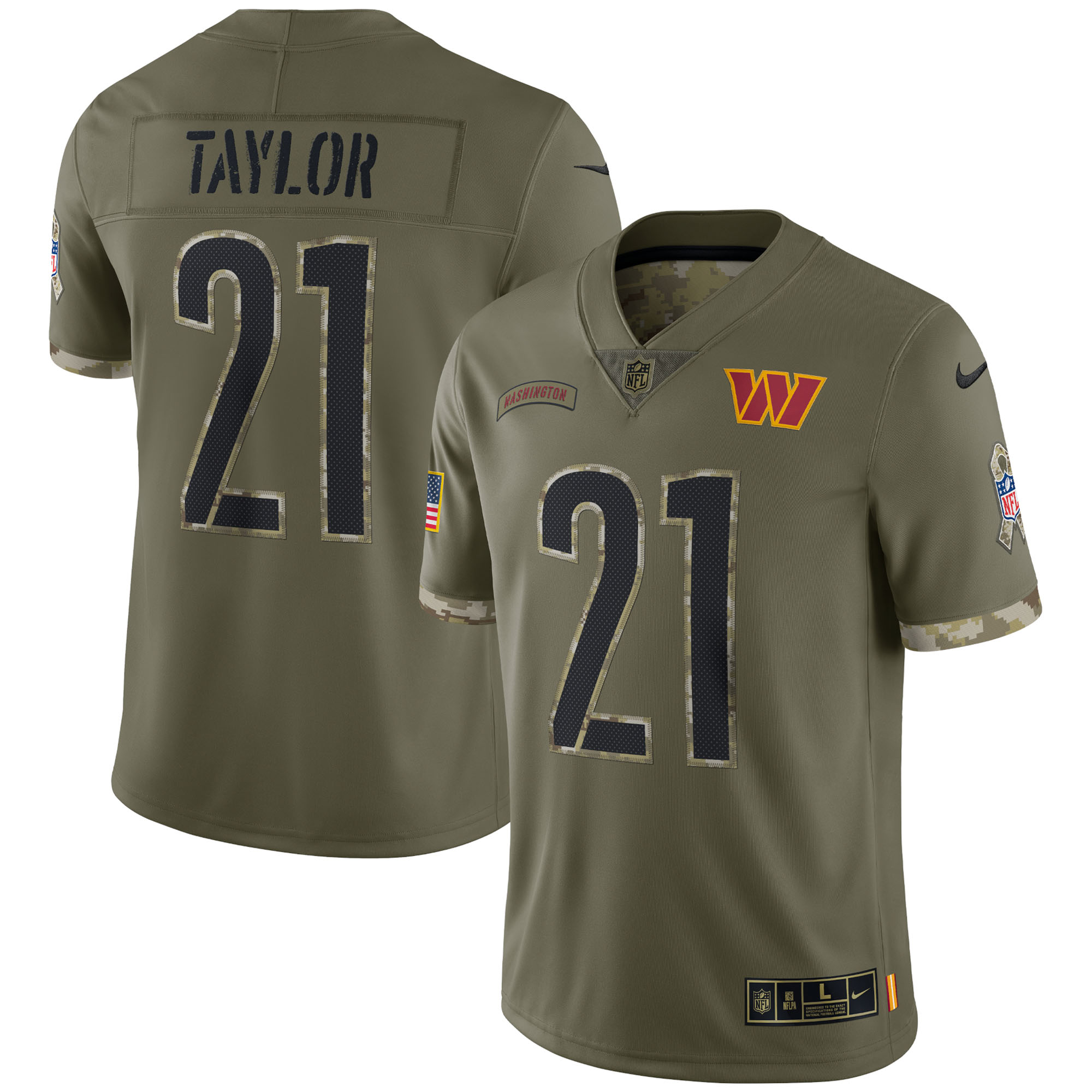 Sean Taylor Washington Commanders 2022 Salute To Service Retired Player Limited Jersey - Olive - vstockx