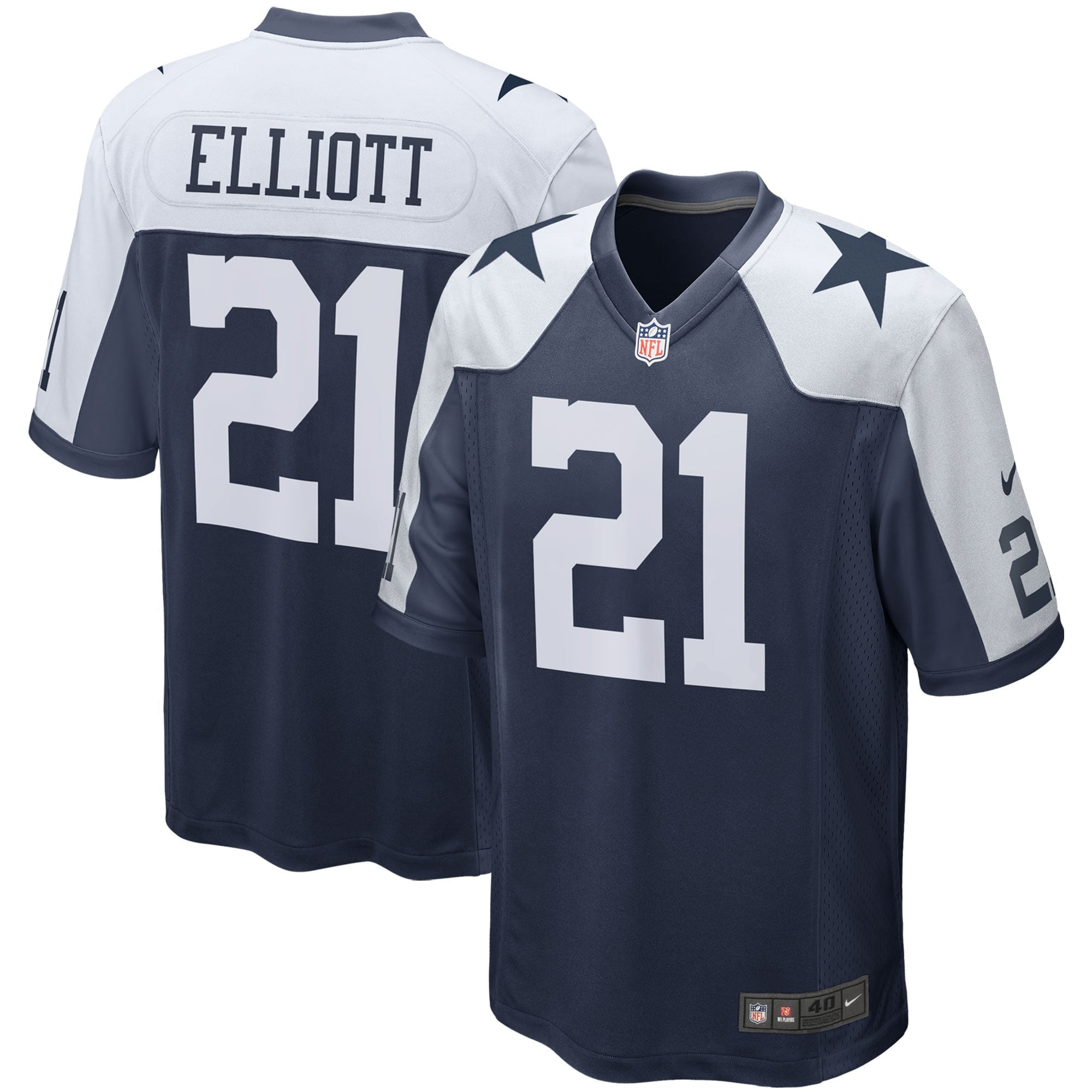 Men's Nike Ezekiel Elliott Navy Dallas Cowboys Alternate Game Team Jersey - vstockx
