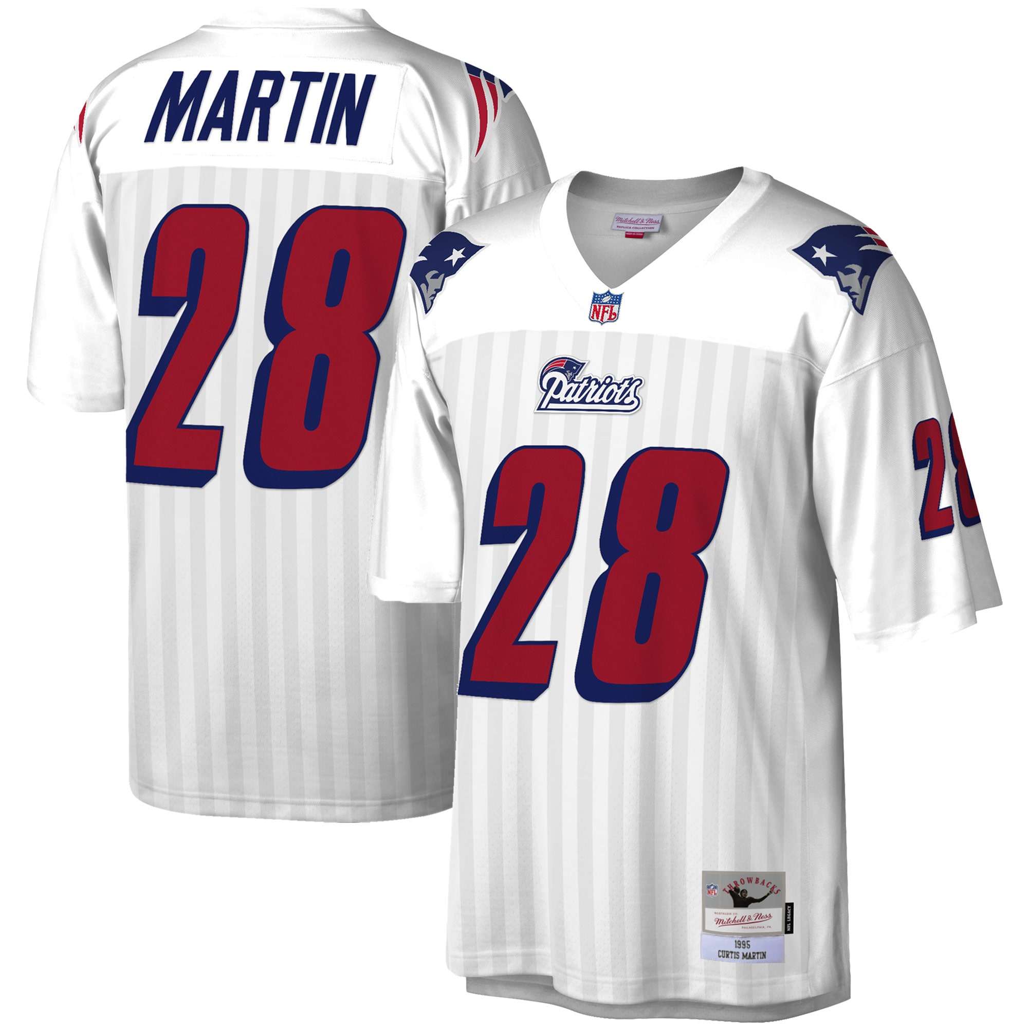 Curtis Martin New England Patriots Mitchell & Ness Legacy Replica Jersey - White - vstockx
